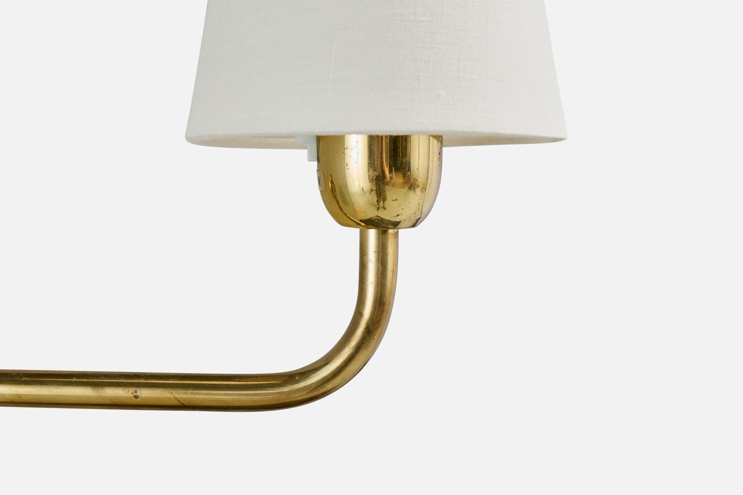 ÖIA, Wall Lights, Brass, Fabric, Sweden, 1970s For Sale 2