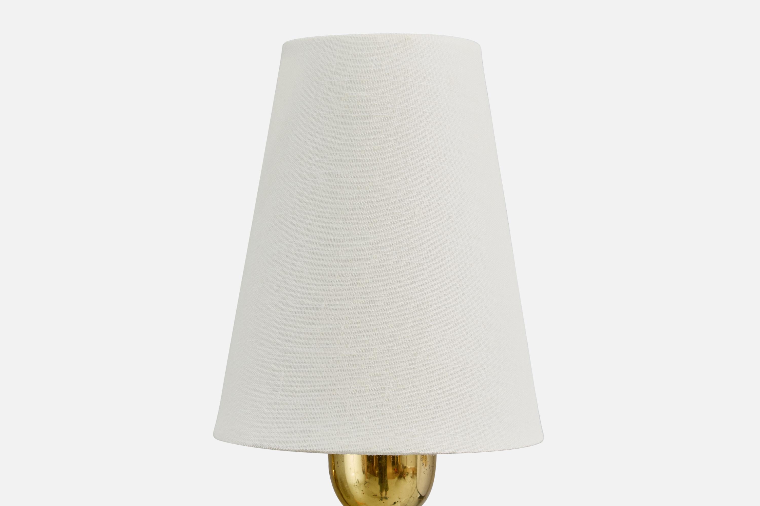 ÖIA, Wall Lights, Brass, Fabric, Sweden, 1970s For Sale 3