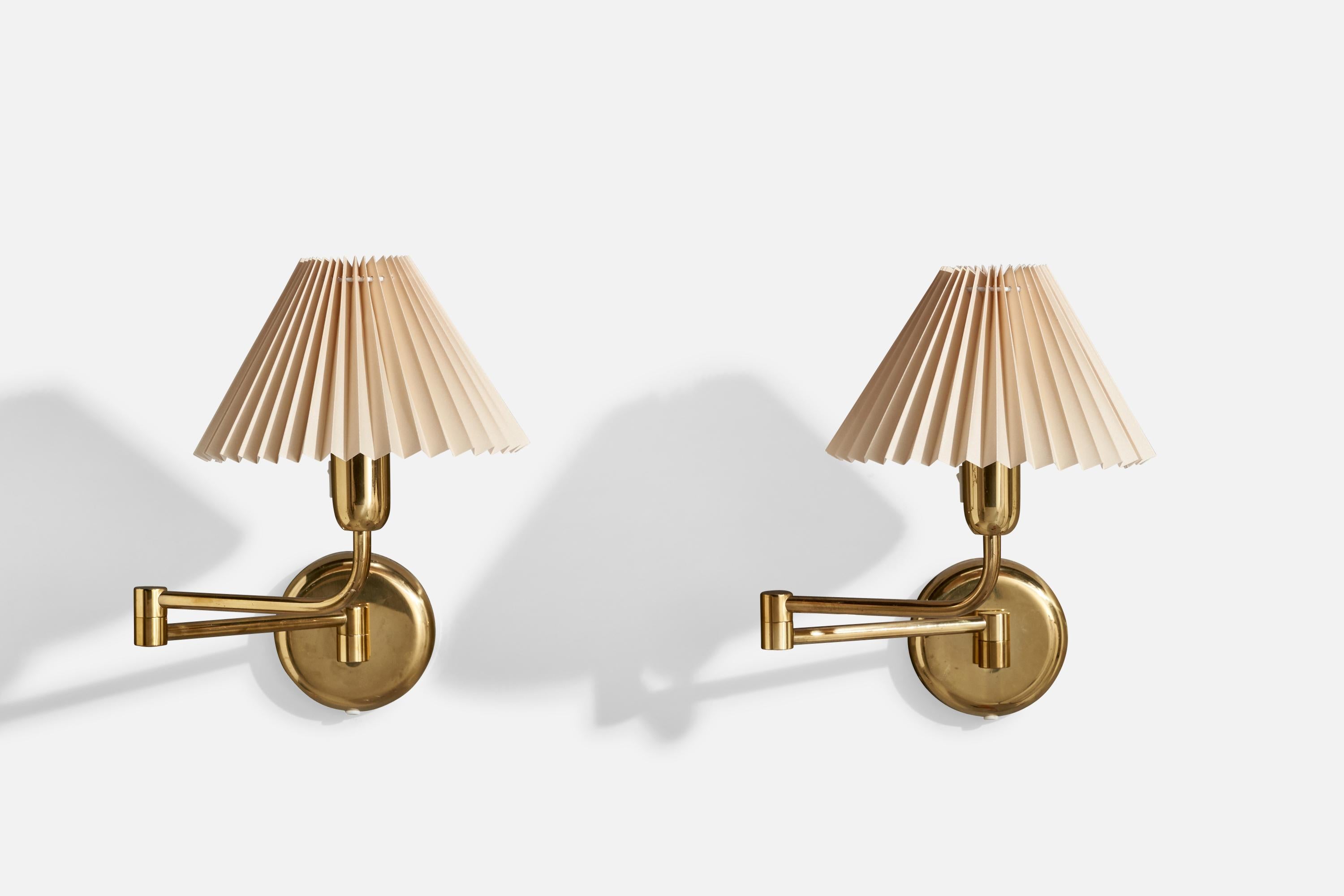 Swedish ÖIA, Wall Lights, Brass, Paper, Sweden, 1970s