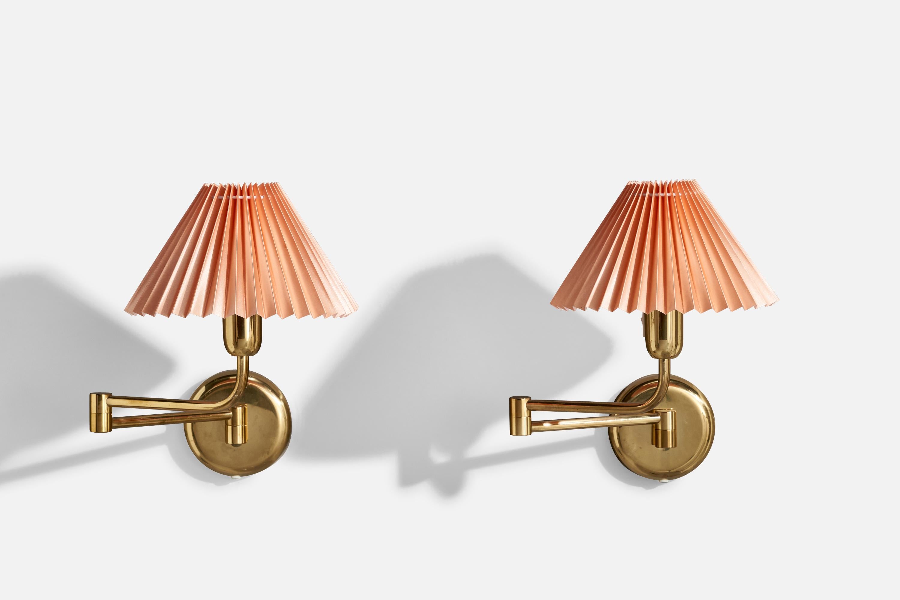 Swedish ÖIA, Wall Lights, Brass, Paper, Sweden, 1970s For Sale
