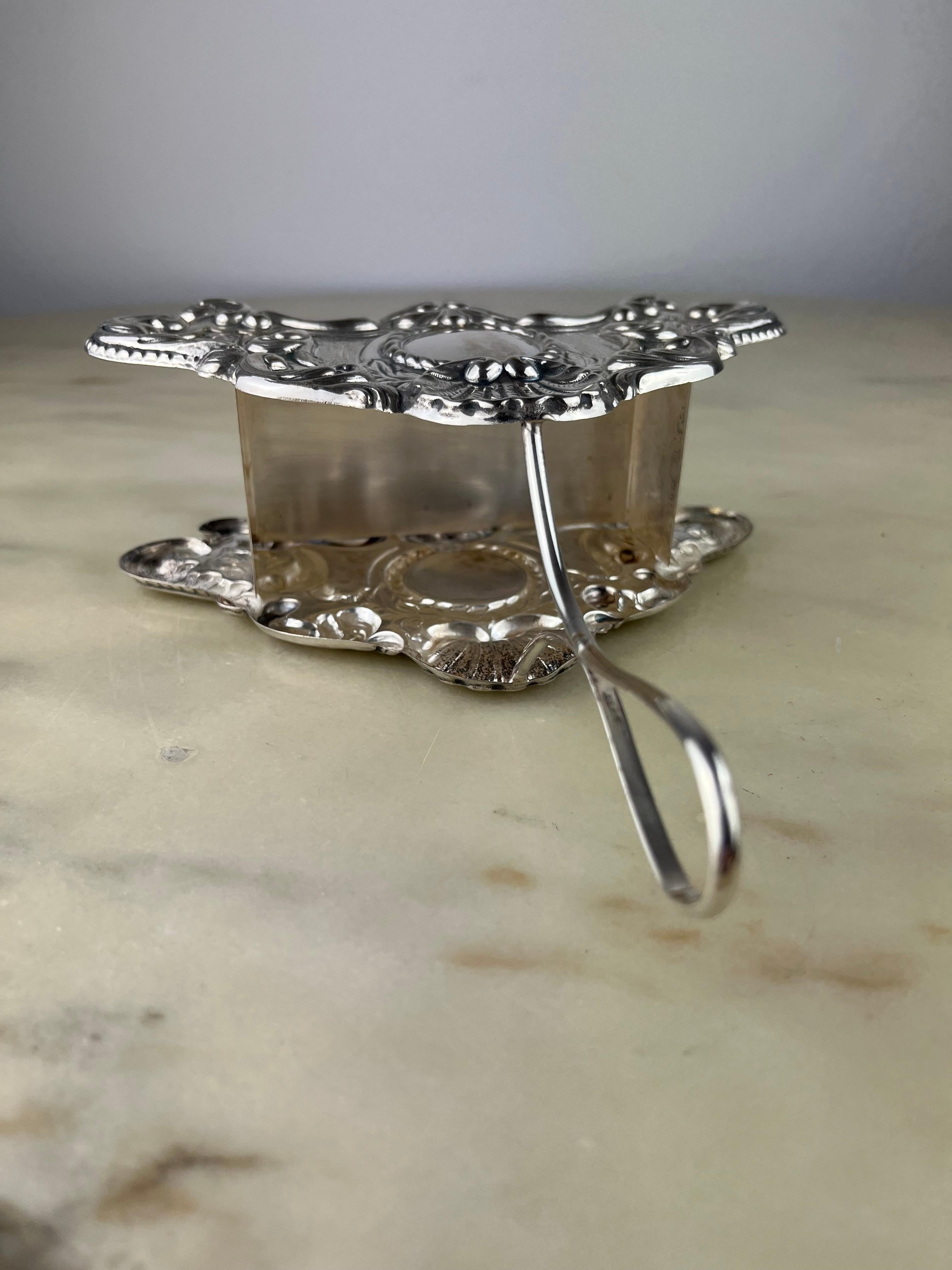 Oil and Vinegar Set in 800 Silver and Crystal, Italy, 1990 In Good Condition For Sale In Palermo, IT