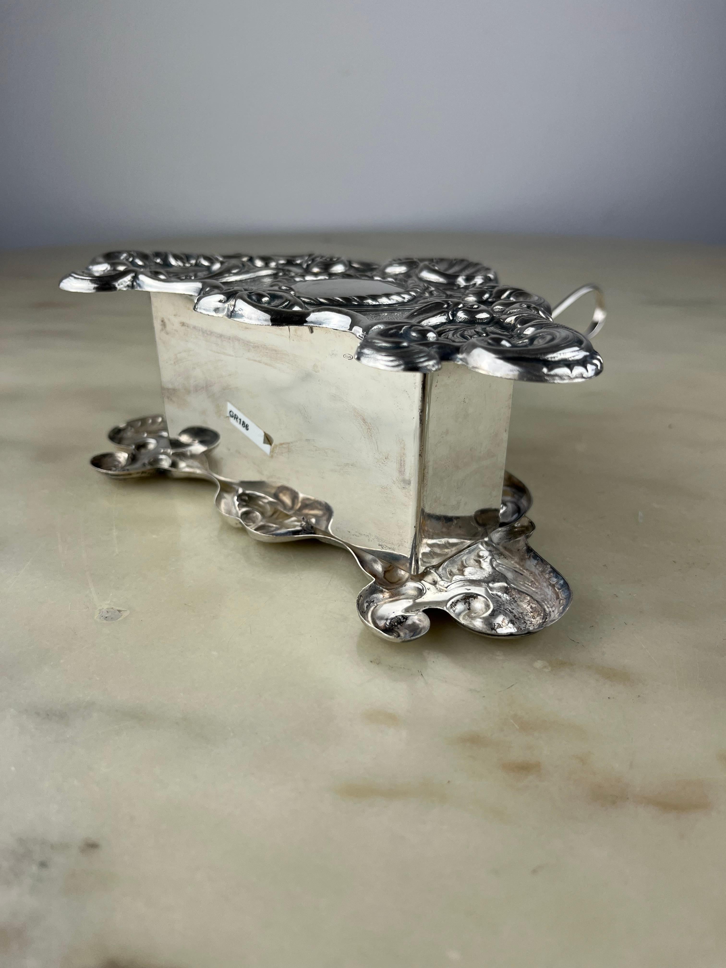 Late 20th Century Oil and Vinegar Set in 800 Silver and Crystal, Italy, 1990 For Sale