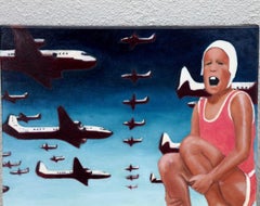 Oil by Noted Florida Artist Jay Fleming "Houses for the Atomic Age"