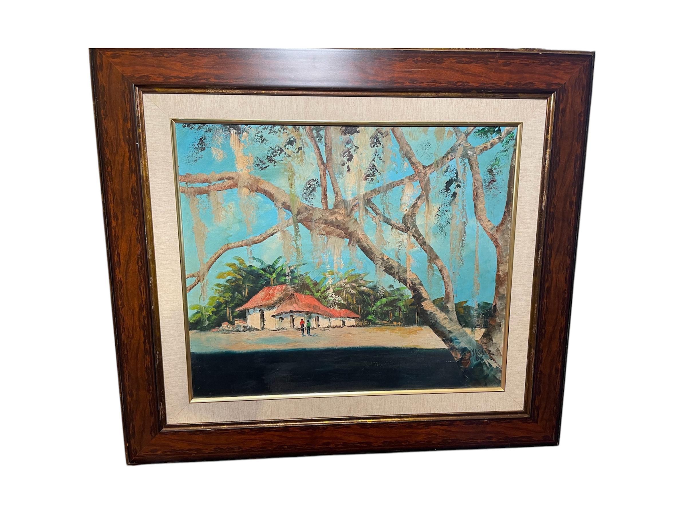 Oil Canvas Of A Banana Plantation Countryside House For Sale 6