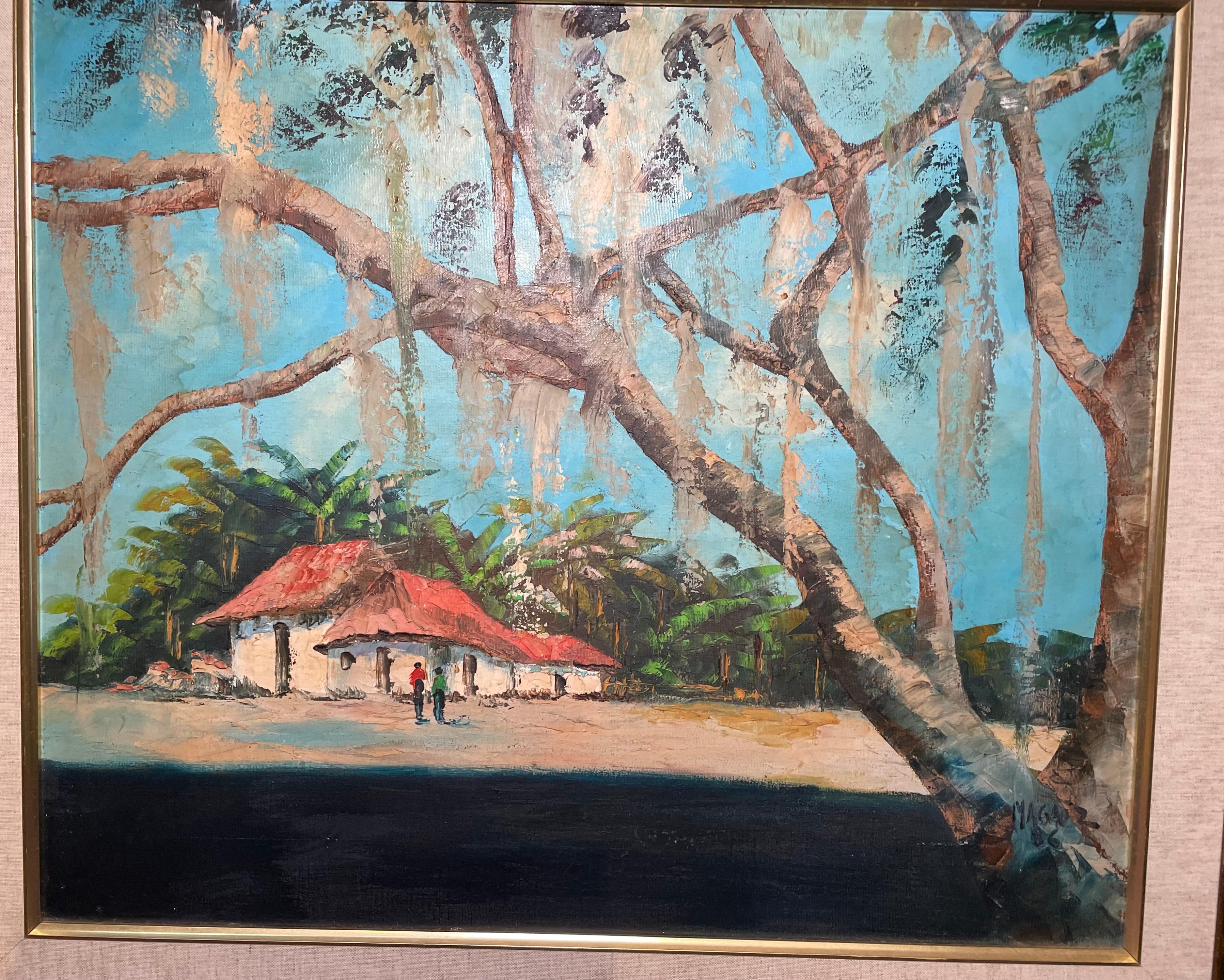 Oil Canvas Of A Banana Plantation Countryside House For Sale 8