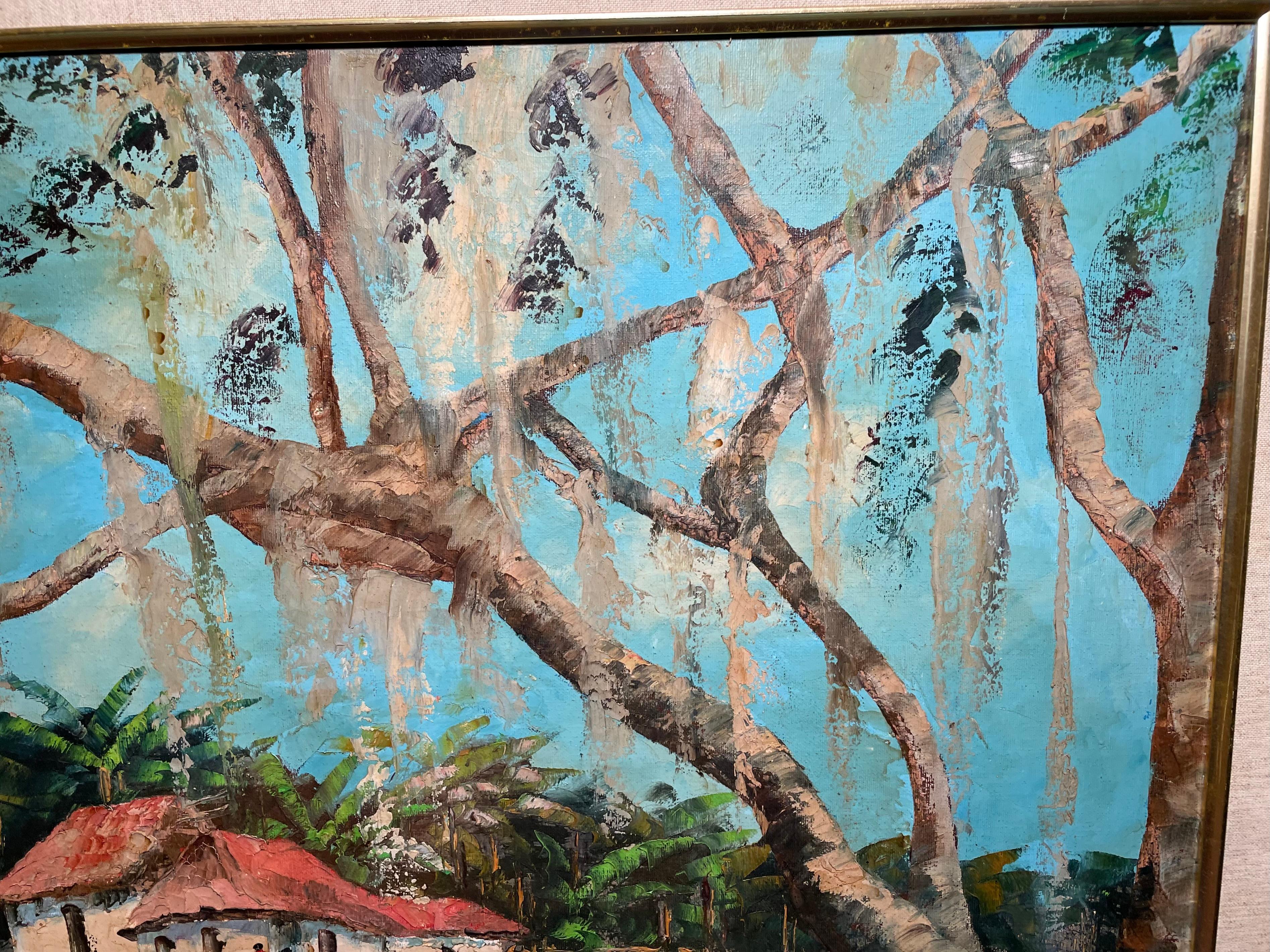 Oil Canvas Of A Banana Plantation Countryside House For Sale 14
