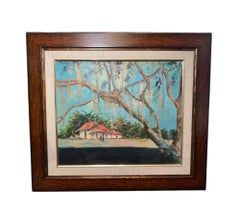 Oil Canvas Of A Banana Plantation Countryside House