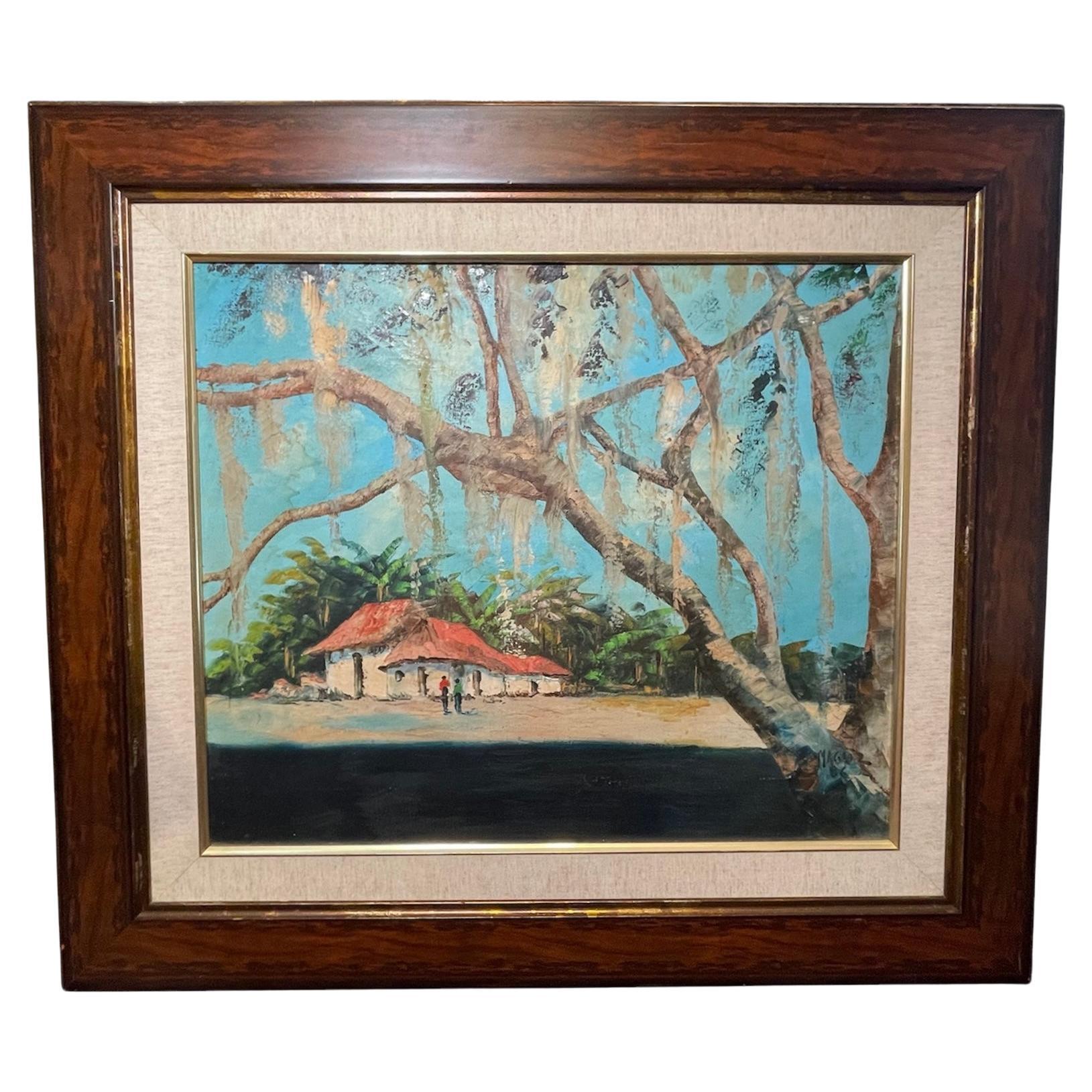Oil Canvas Of A Banana Plantation Countryside House For Sale