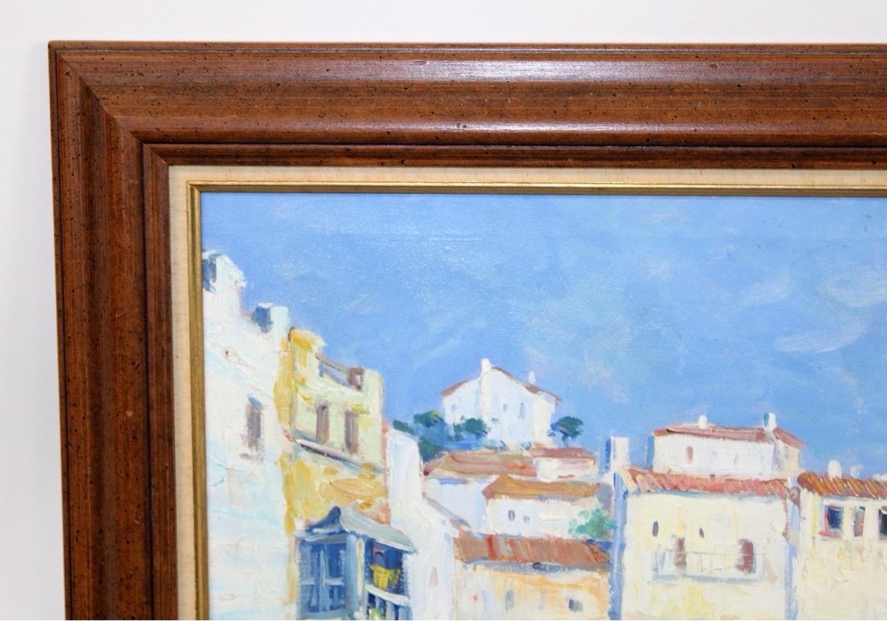Dipinto a olio su tela con paesaggio marino mediterraneo. Firmato in basso a sinistra 