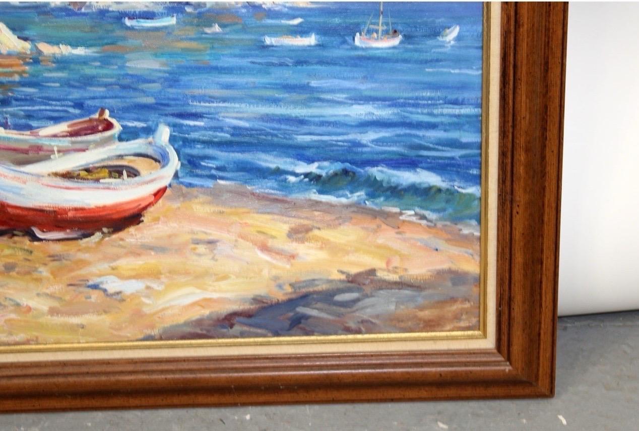 Pittura su tela ad olio, paesaggio marino mediterraneo In condizioni buone in vendita a Atlanta, GA