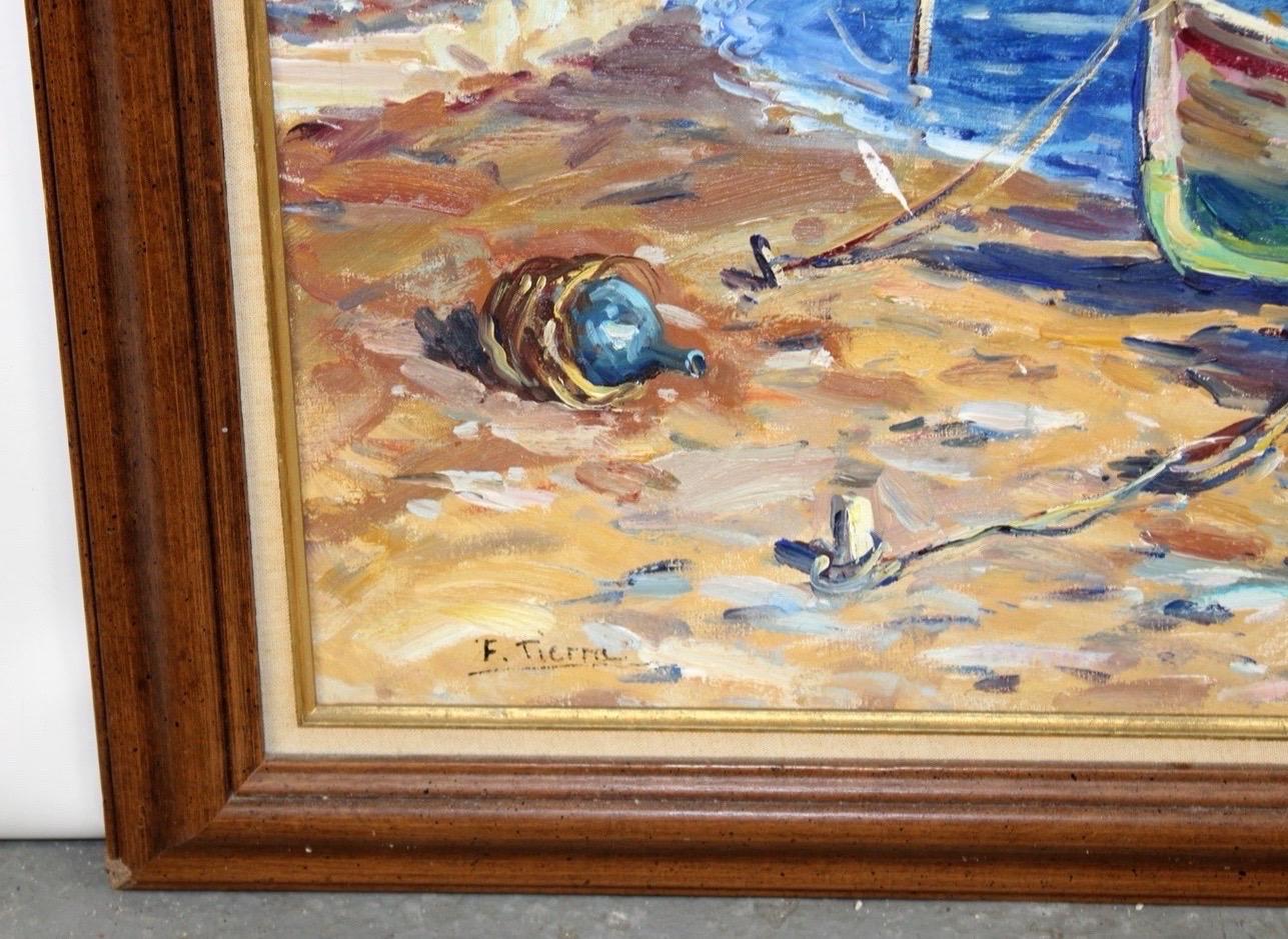 XX secolo Pittura su tela ad olio, paesaggio marino mediterraneo in vendita