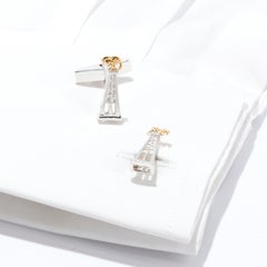 Oil Derrick Cufflinks in 18k Gold on Sterling Silver