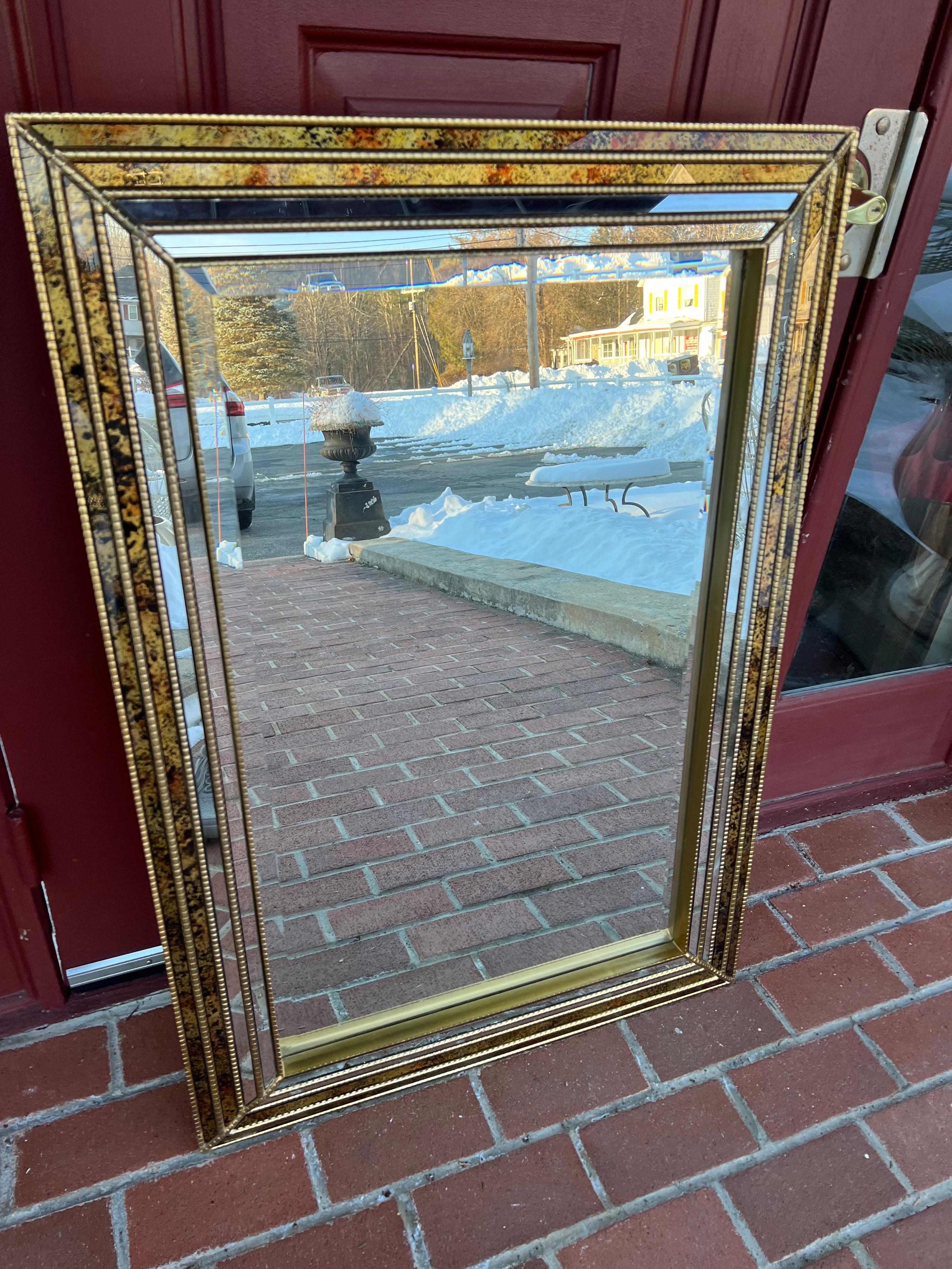 Oil Drip Beveled Mirror Attributed to LaBarge 5