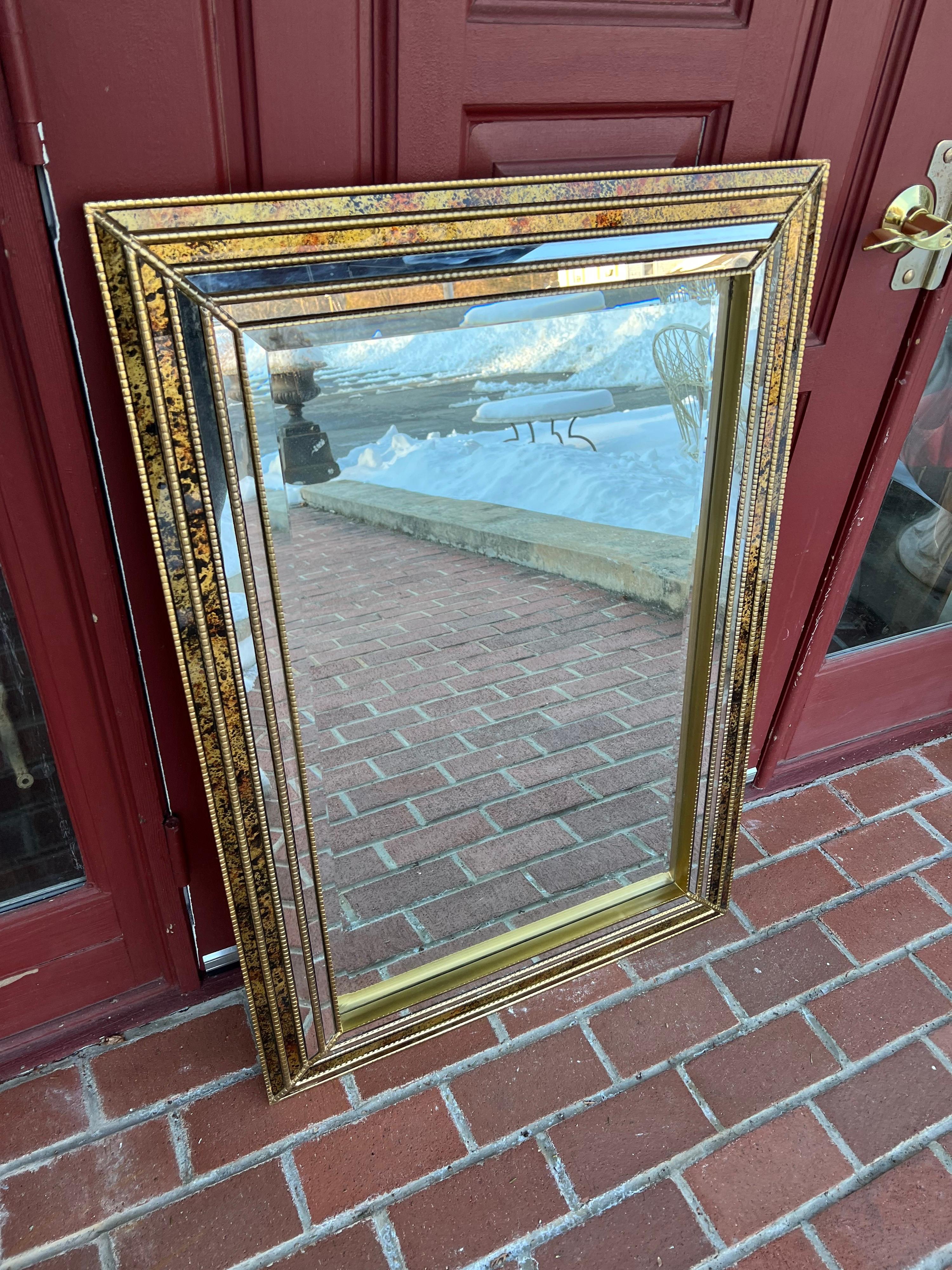 Oil Drip Beveled Mirror Attributed to LaBarge 10