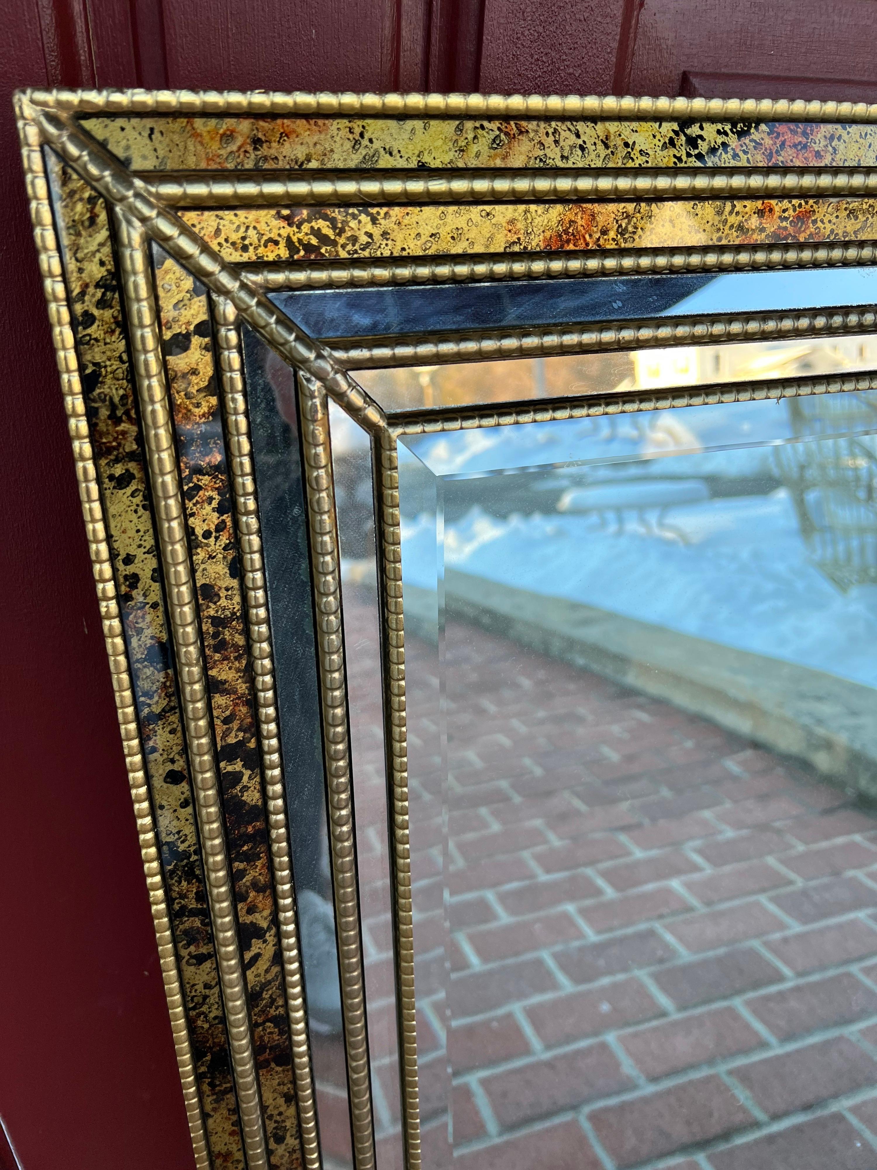 Late 20th Century Oil Drip Beveled Mirror Attributed to LaBarge