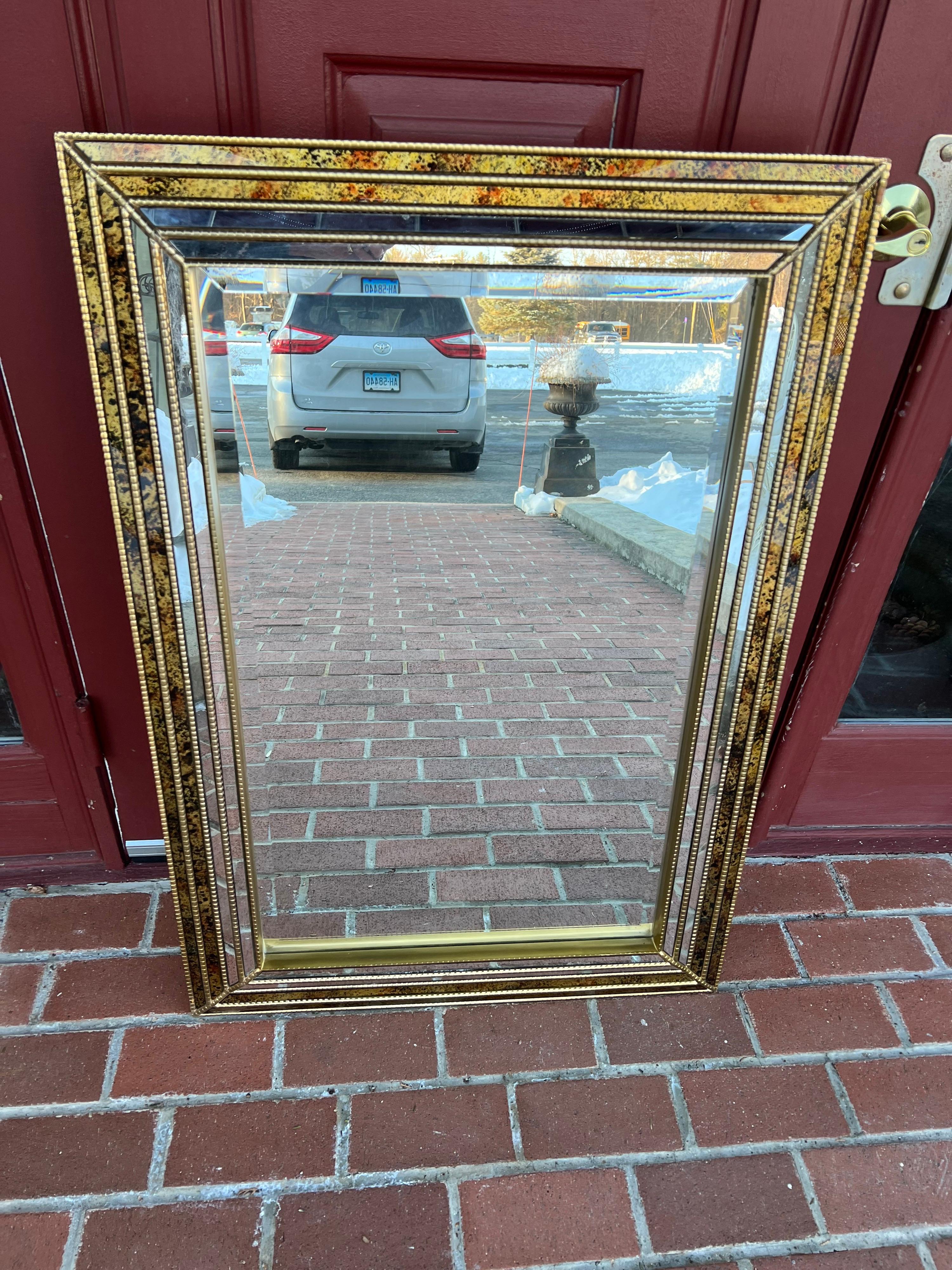 Oil Drip Beveled Mirror Attributed to LaBarge 1
