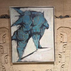Oil in Canvas Signed Gorge W Gunther Abstract Expressionism Mid-Century Modern