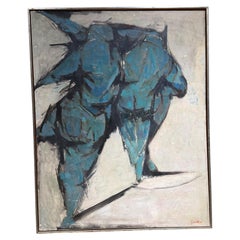 Oil in Canvas Signed Gorge W Gunther Abstract Expressionism Mid-Century Modern