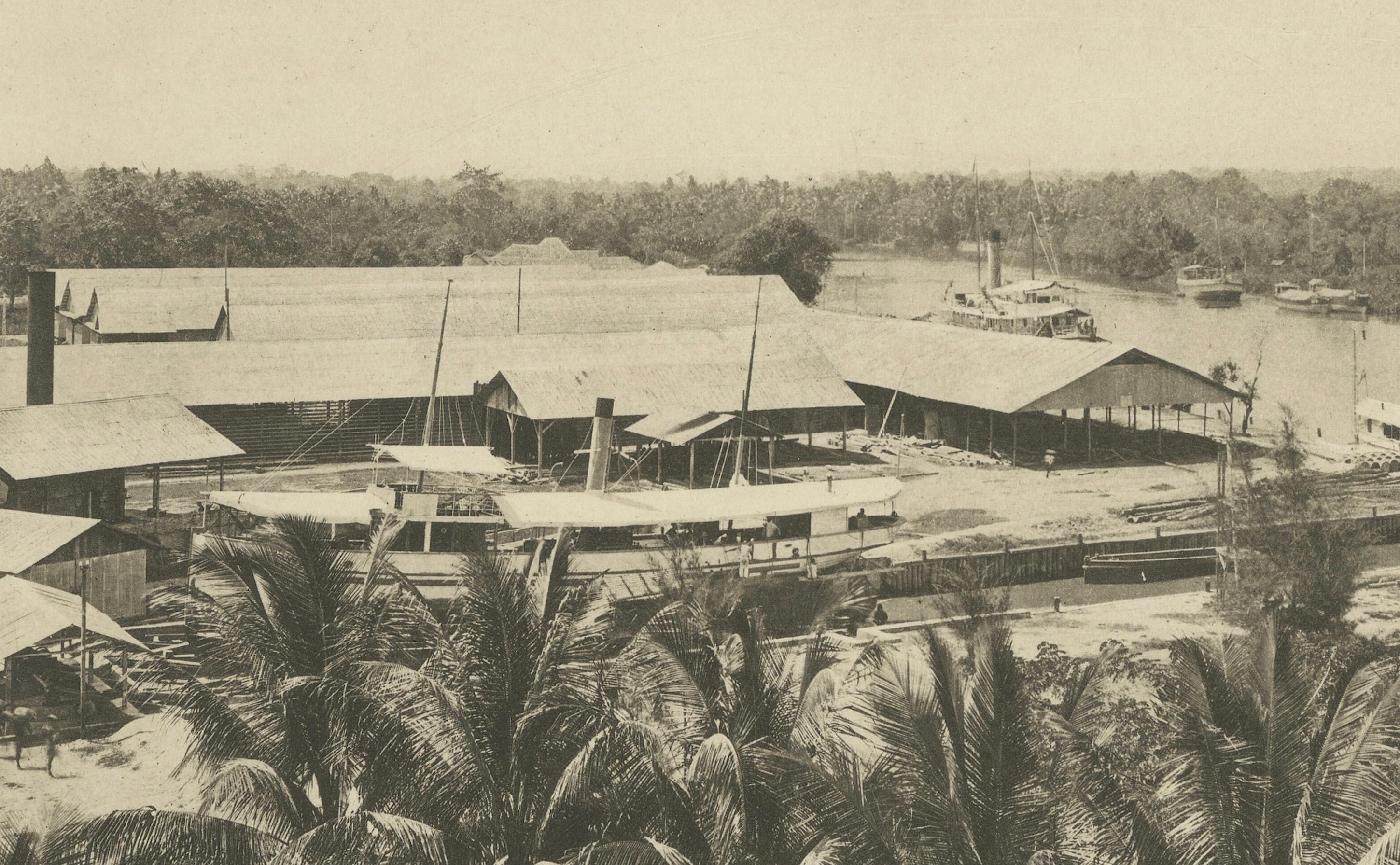 Papier Industrie pétrolière à Rantau-Pandjang, Sumatra - Indes orientales néerlandaises, vers 1910 en vente