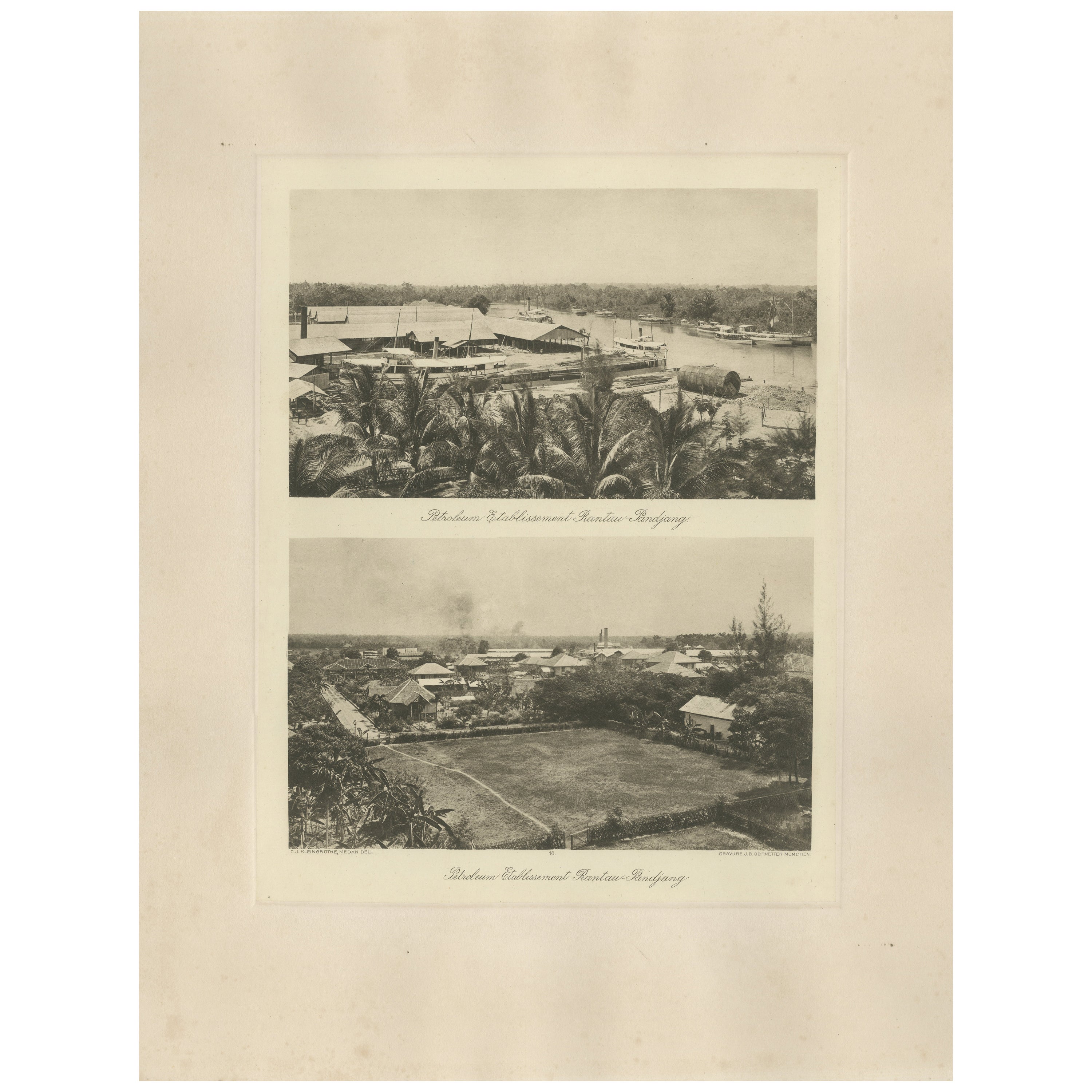 Industrie pétrolière à Rantau-Pandjang, Sumatra - Indes orientales néerlandaises, vers 1910