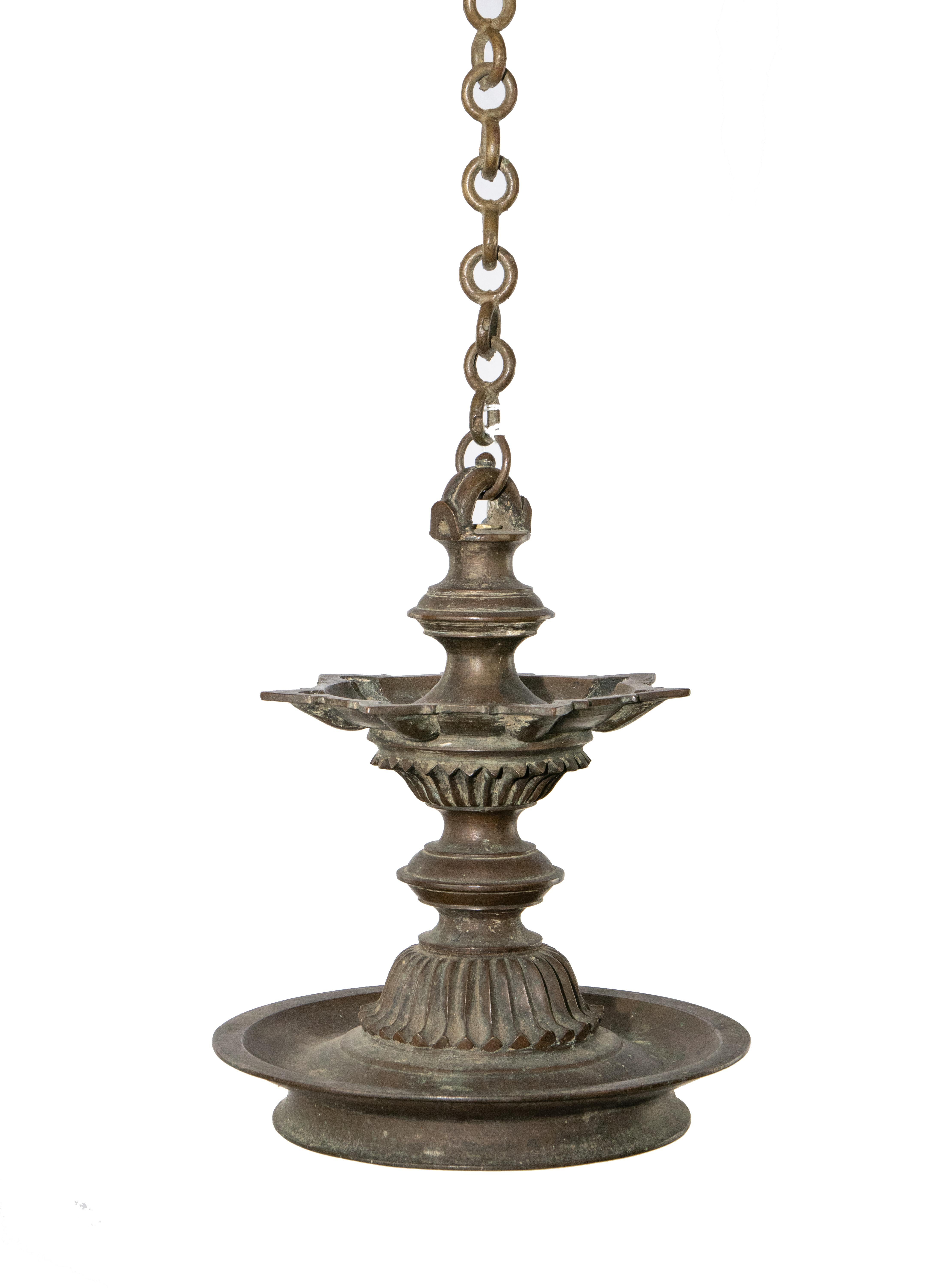 antique bronze oil lamp