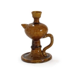 Oil Lamp With Dark Glaze