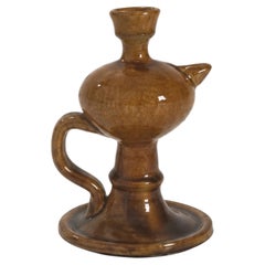 Oil Lamp With Dark Glaze