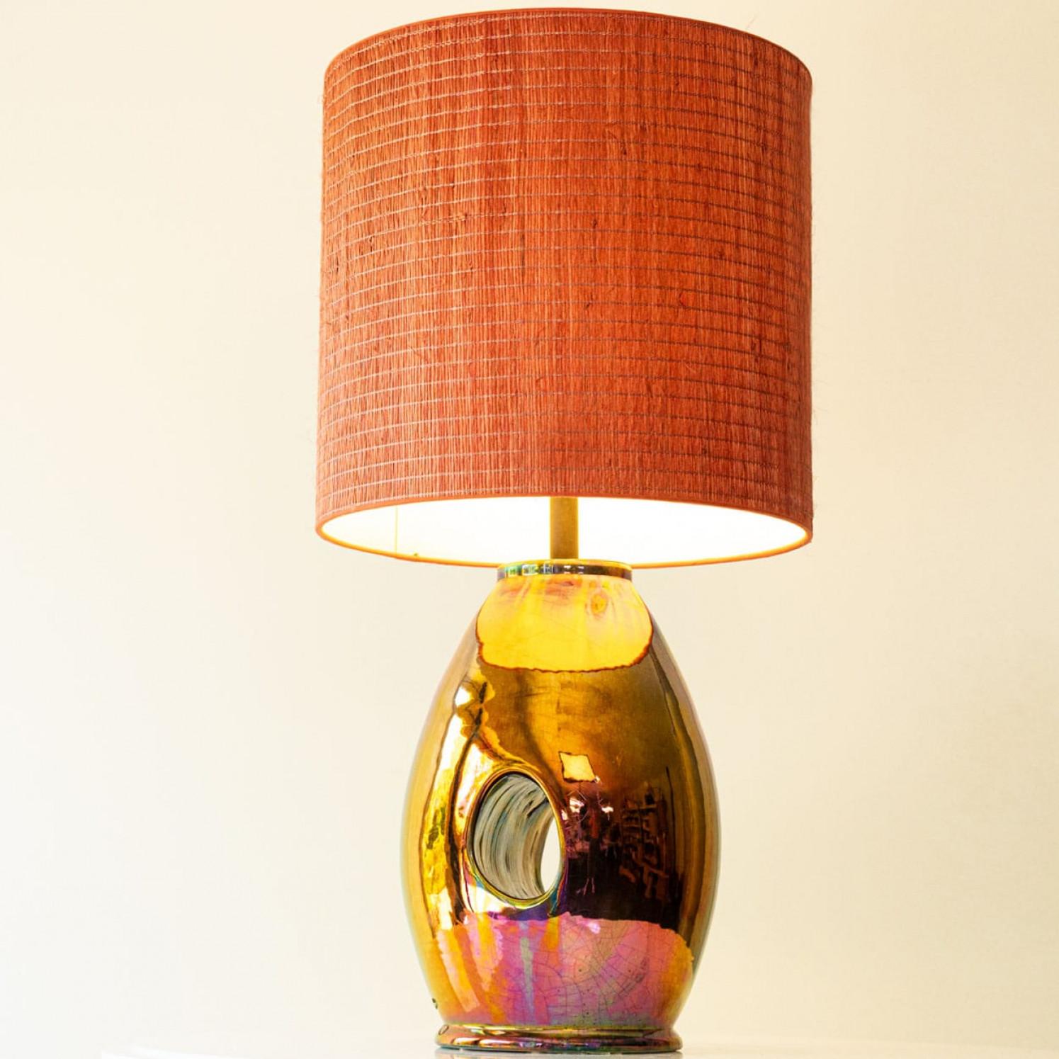 Oil Look Multicolor Table Lamp, Custom Made Lampshade by R. Houben For Sale 3
