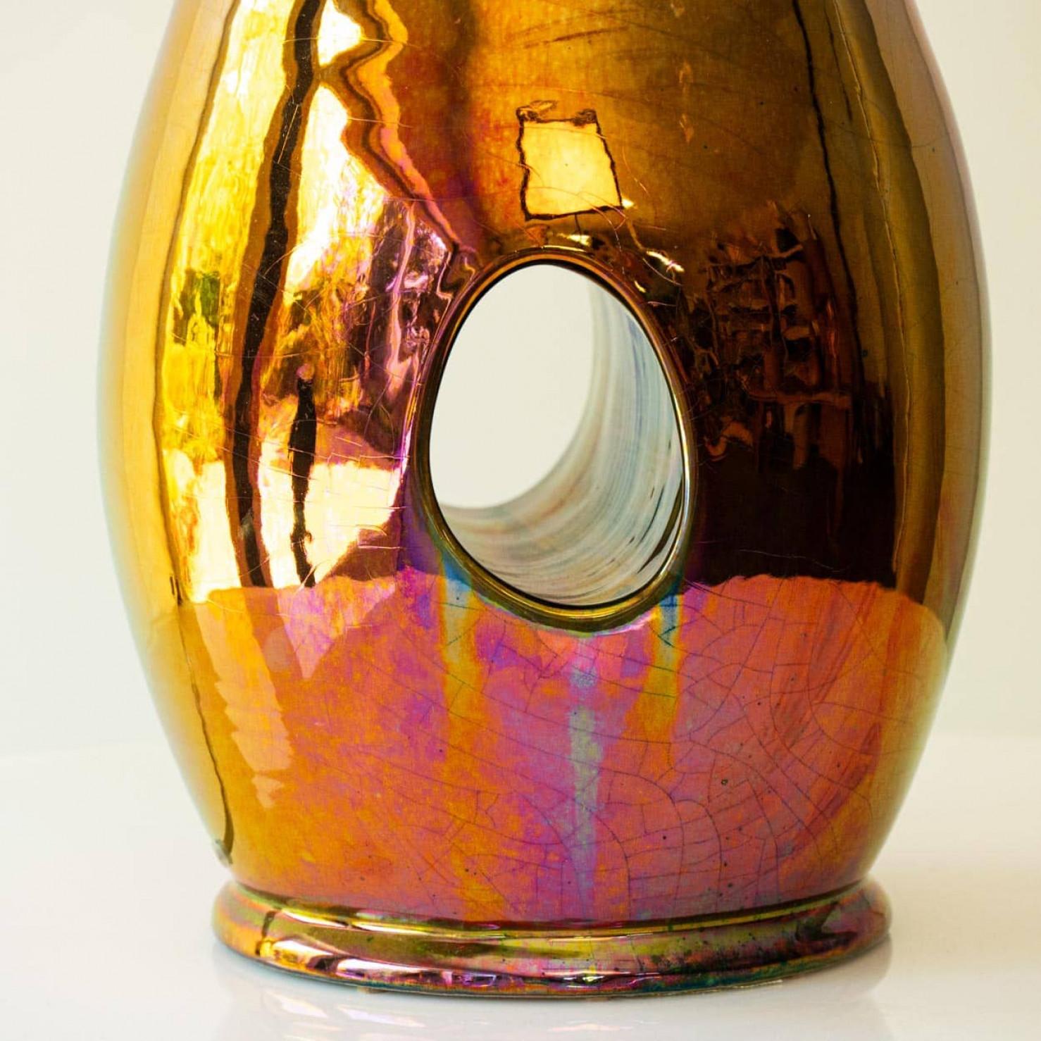 Other Oil Look Multicolor Table Lamp, Custom Made Lampshade by R. Houben For Sale