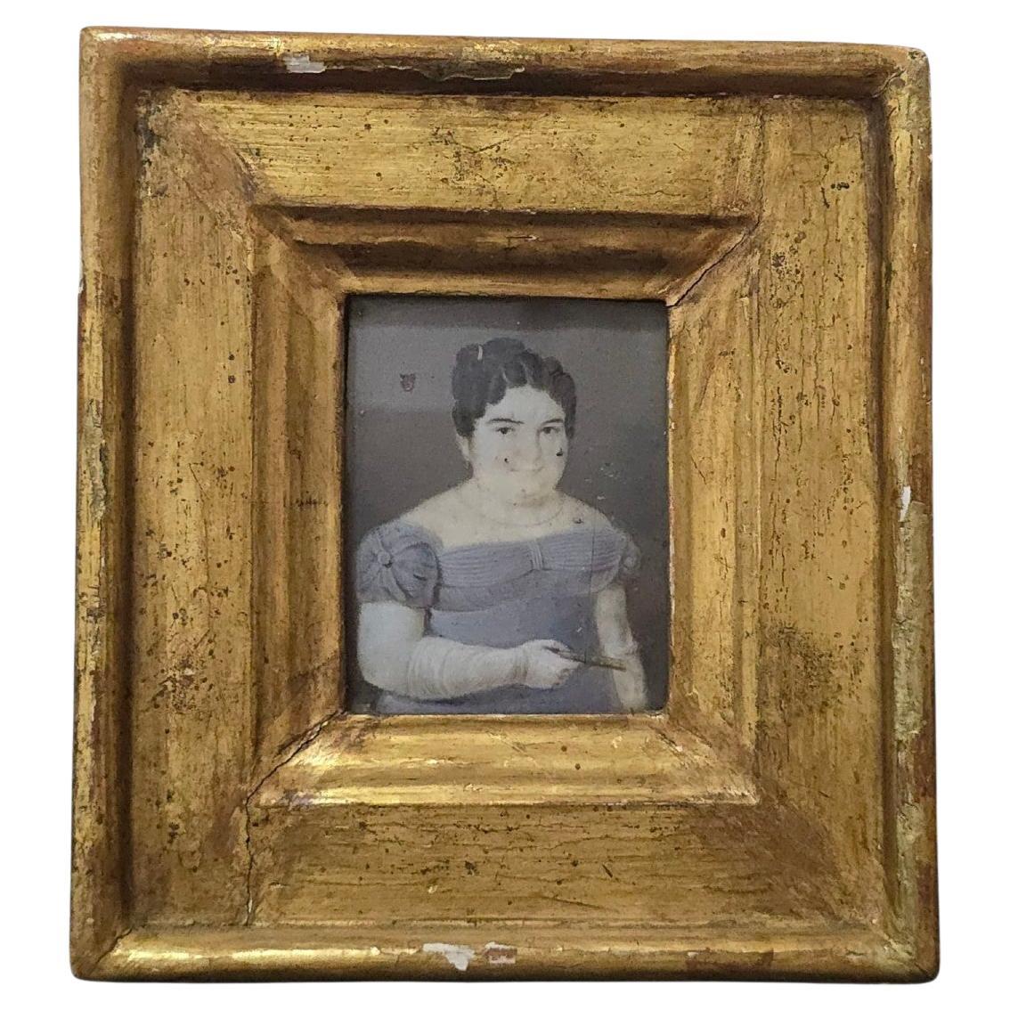Oil Miniature by José de Roxas – 19th Century Spanish Lady