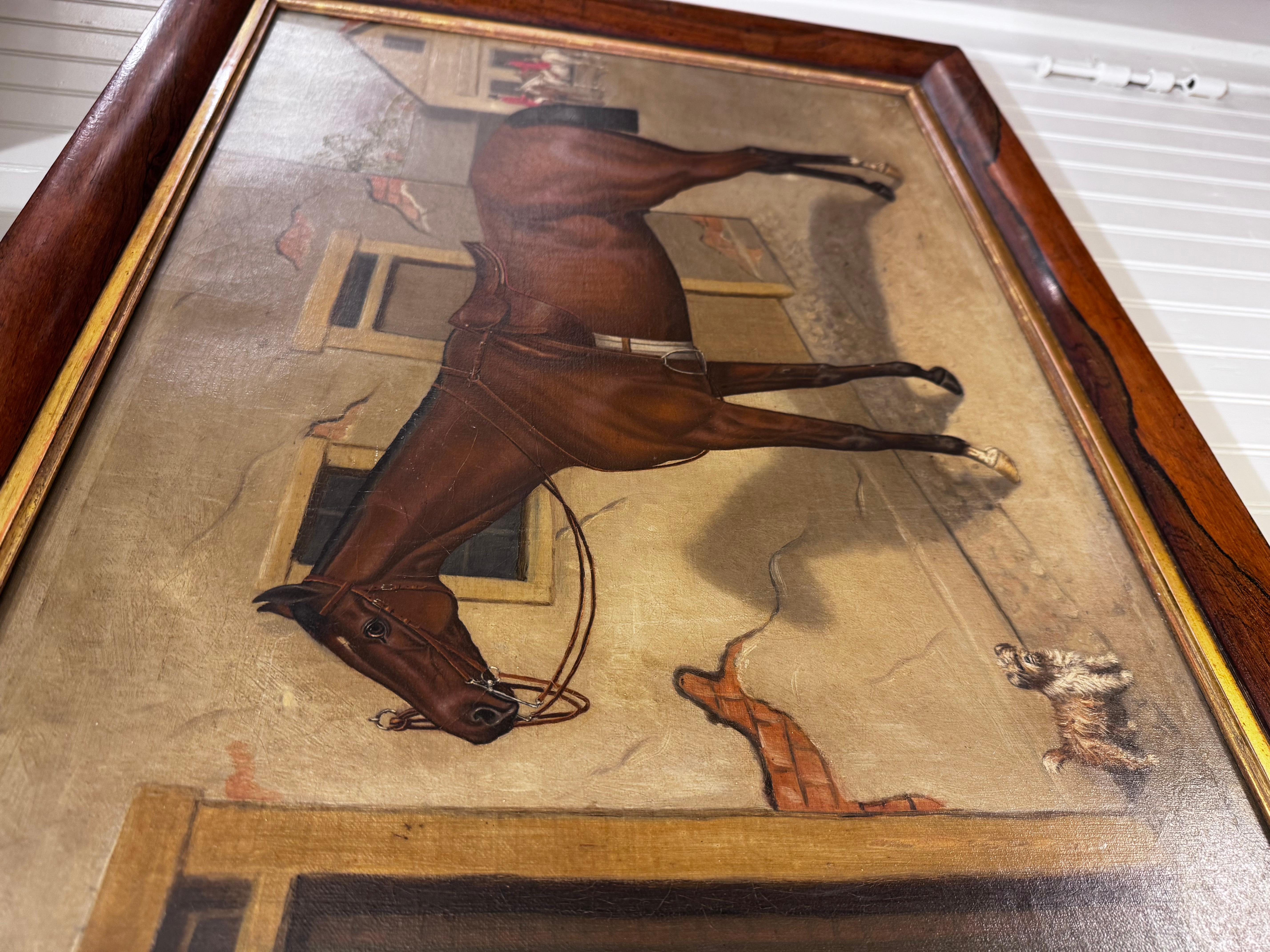 Öl von Pferd auf Leinwand im Angebot 1