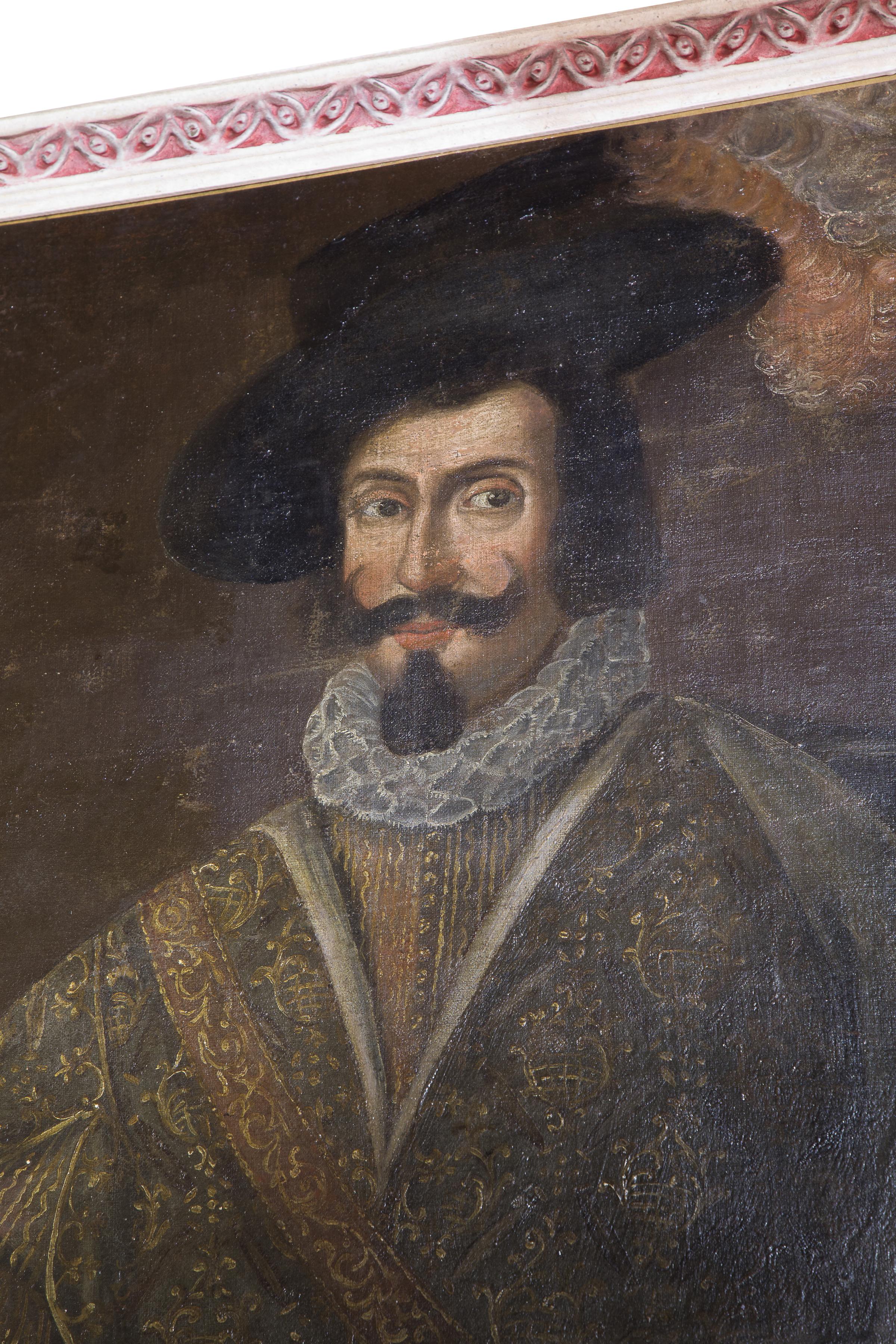17th Century 17thc Large Oil of Spanish Nobleman For Sale
