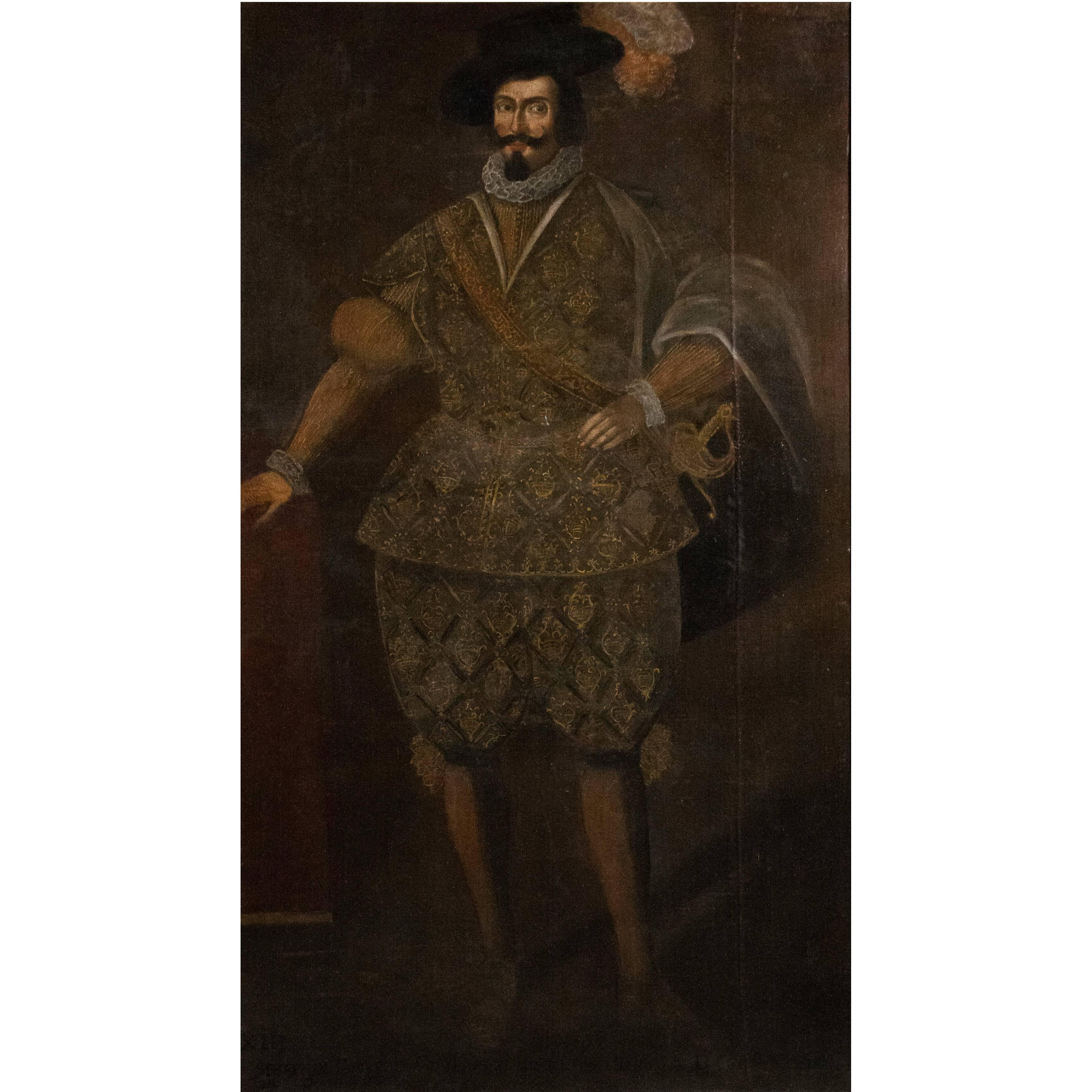 17thc Large Oil of Spanish Nobleman For Sale