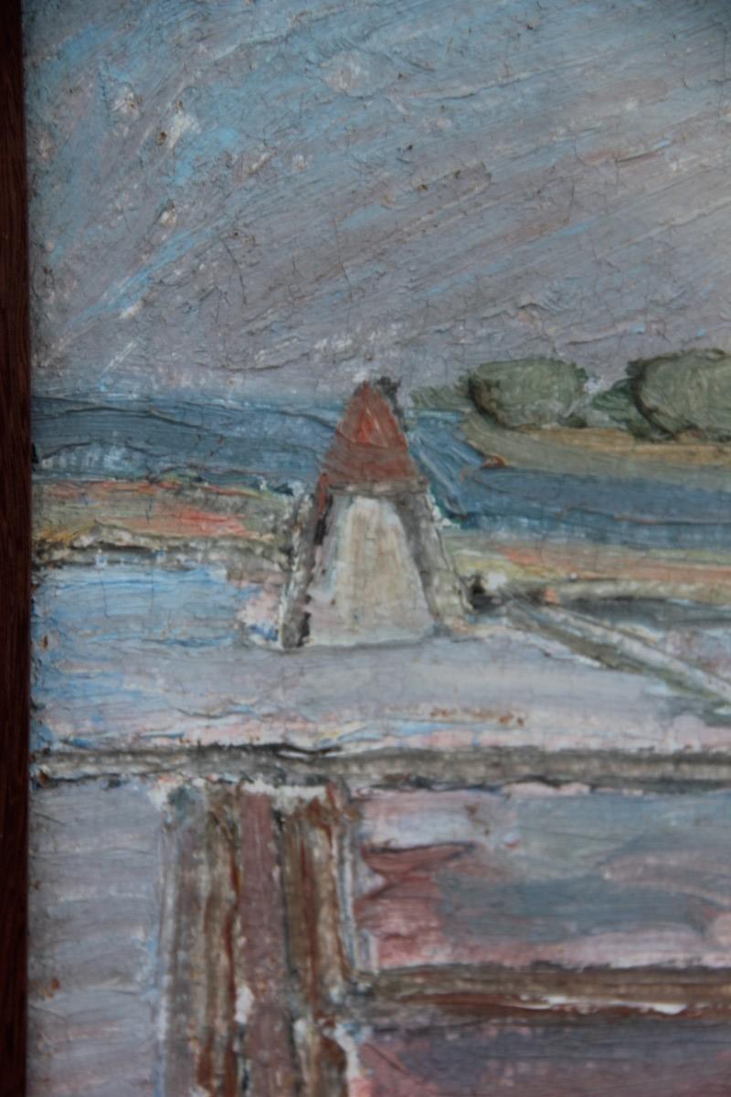 Oil of the 1960s Italian Represents the Saltworks of the Island of Mozia Trapani For Sale 10