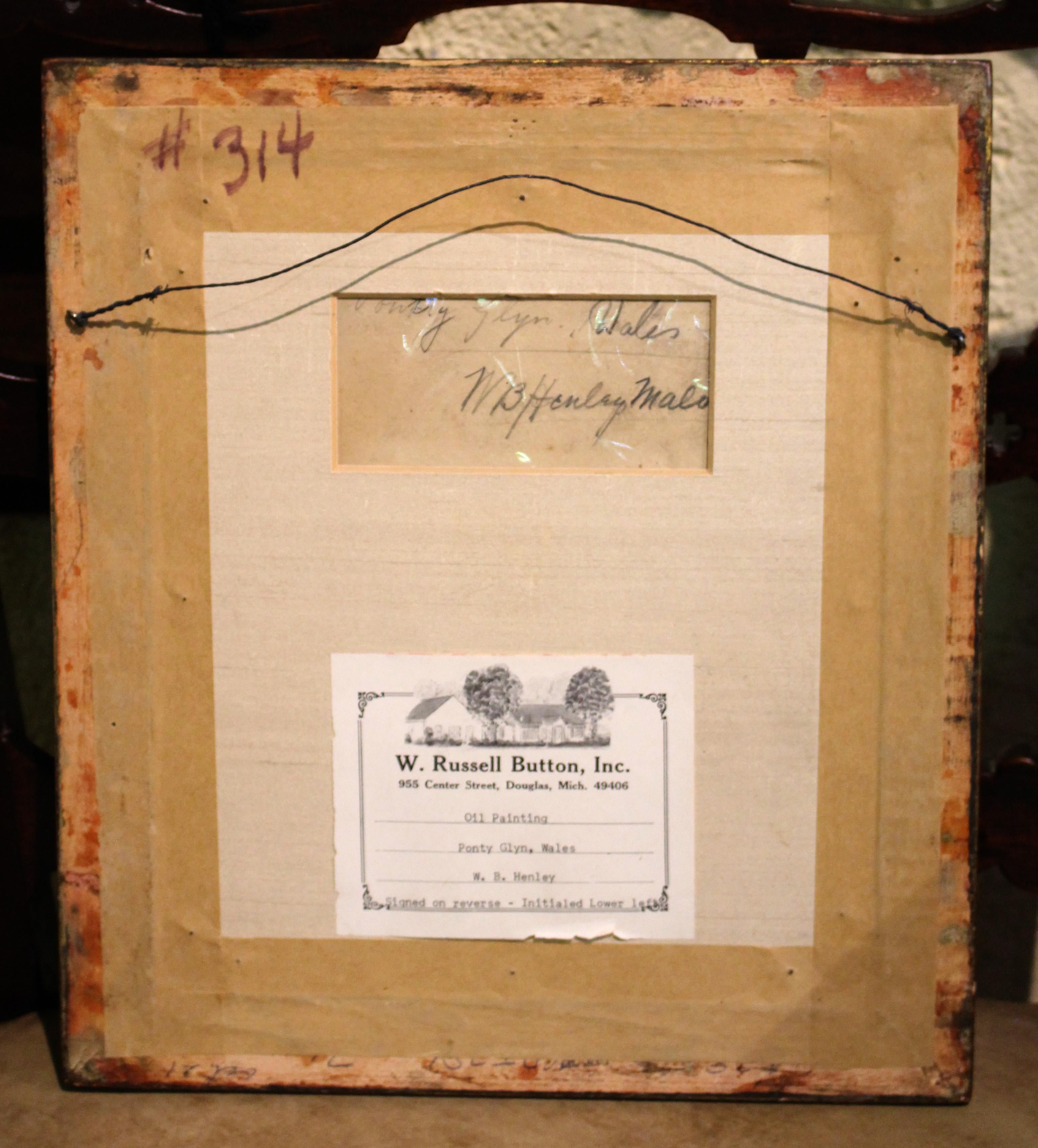 Huile sur panneau d'artiste de Ponty Glen Wales par W.B. Henley en vente 2
