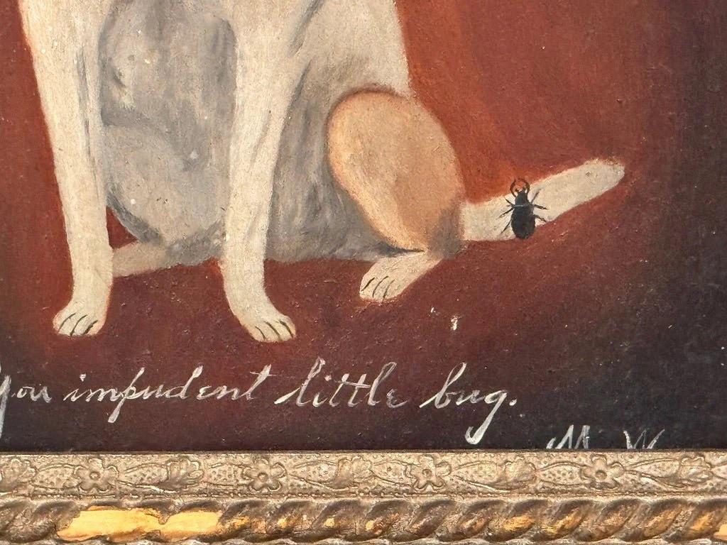 Öl auf Karton, ein kleiner Hund und ein Käfer, 19. Jahrhundert im Zustand „Gut“ im Angebot in Charlottesville, VA