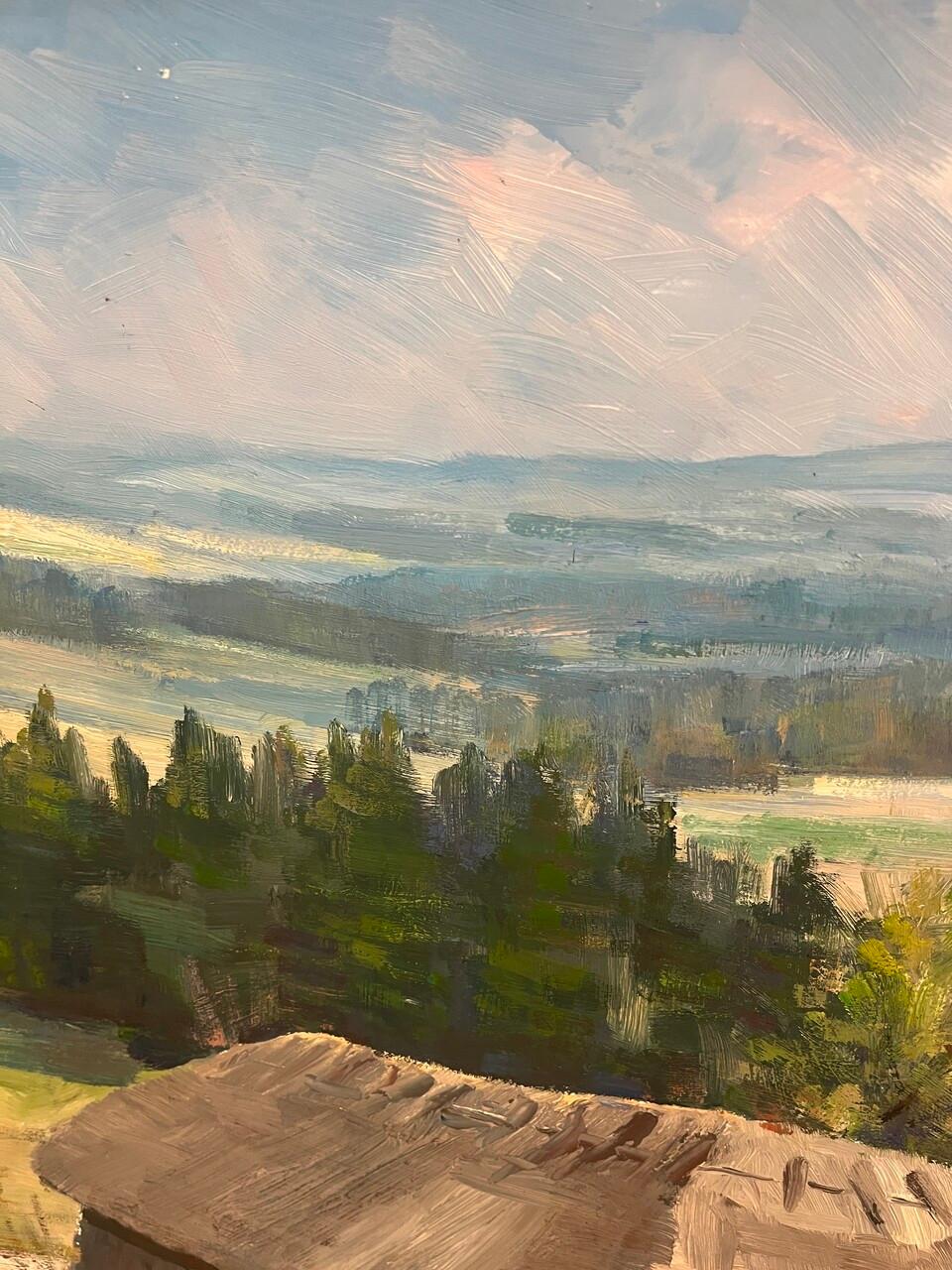 Ölgemälde auf Karton Österreichische Landschaft von Othmar Wagner (Moderne der Mitte des Jahrhunderts) im Angebot