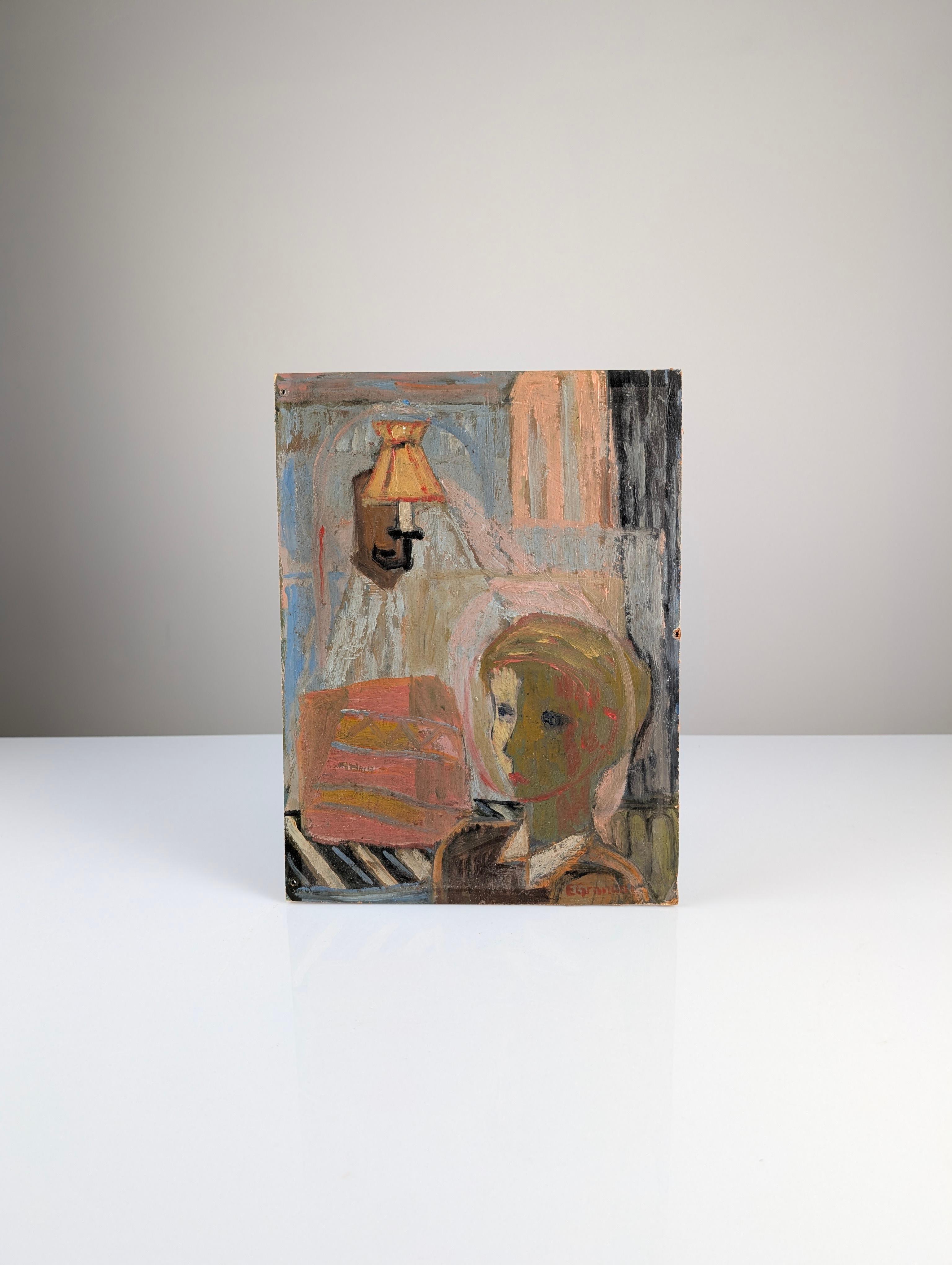 Norwegian Oil on Board by Einar Granum, Norway, 1950s For Sale