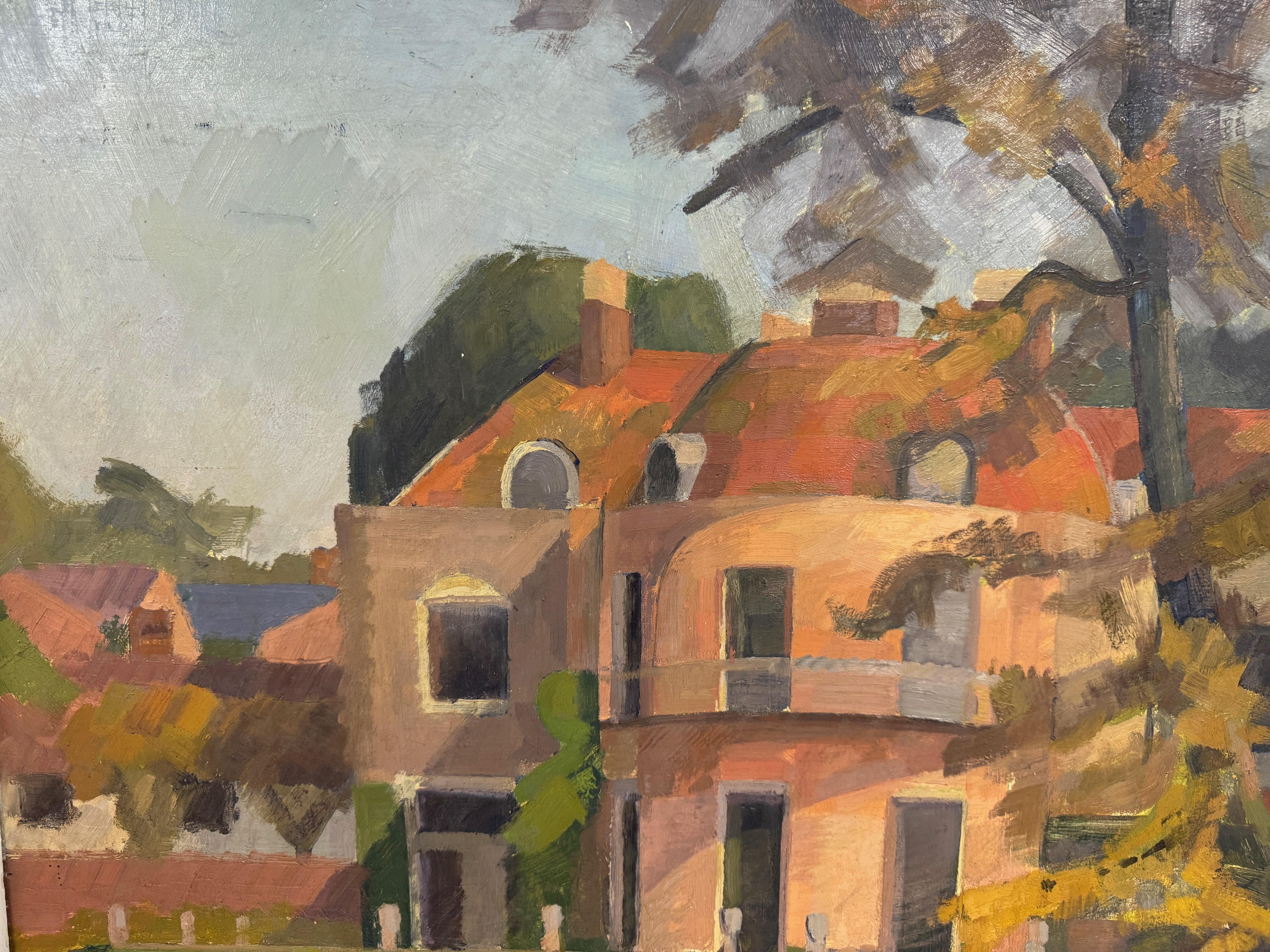Öl auf Karton von M. Wharton, 1950er Jahre (Moderne der Mitte des Jahrhunderts) im Angebot