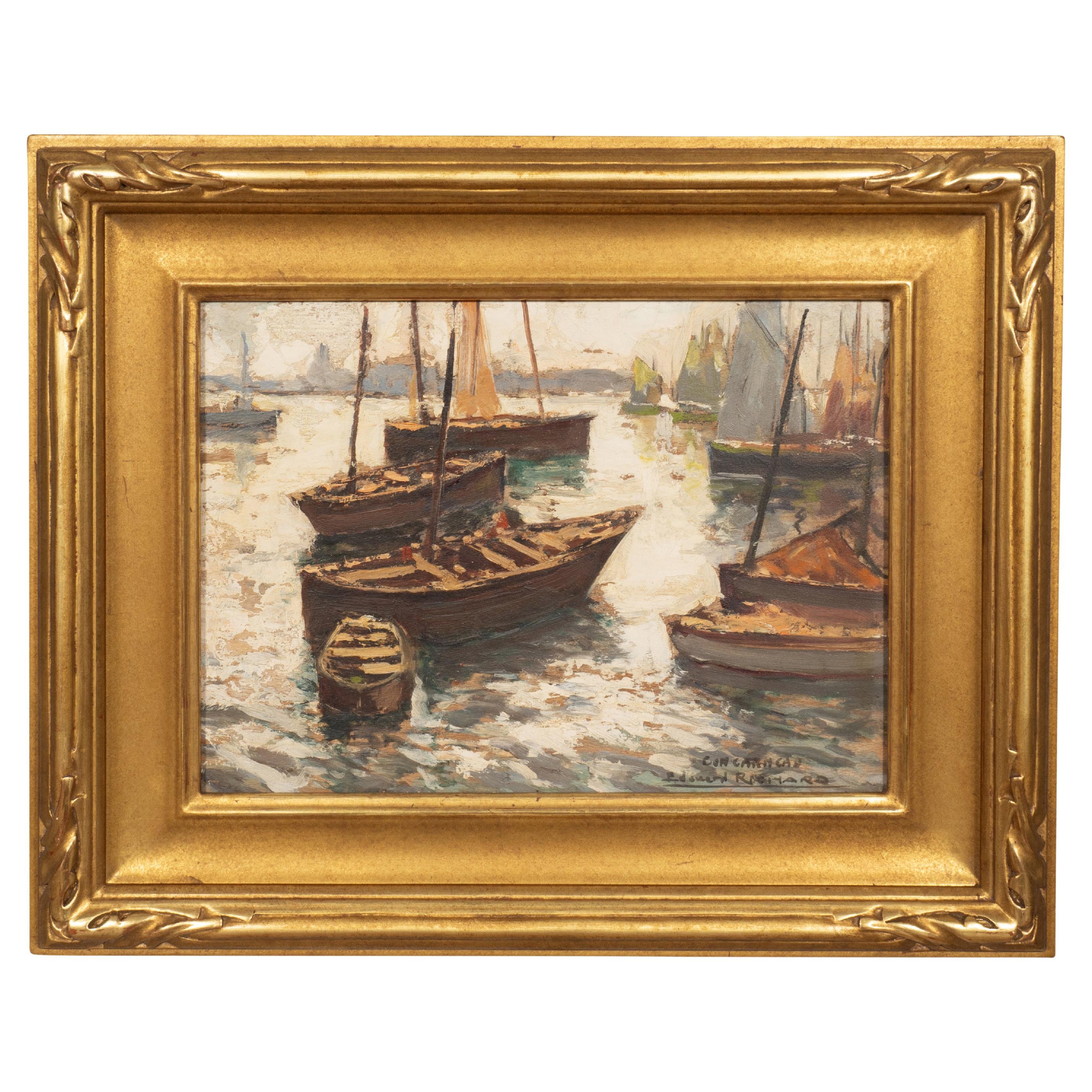 Öl auf Karton "Concarneau" von Eduard Richard