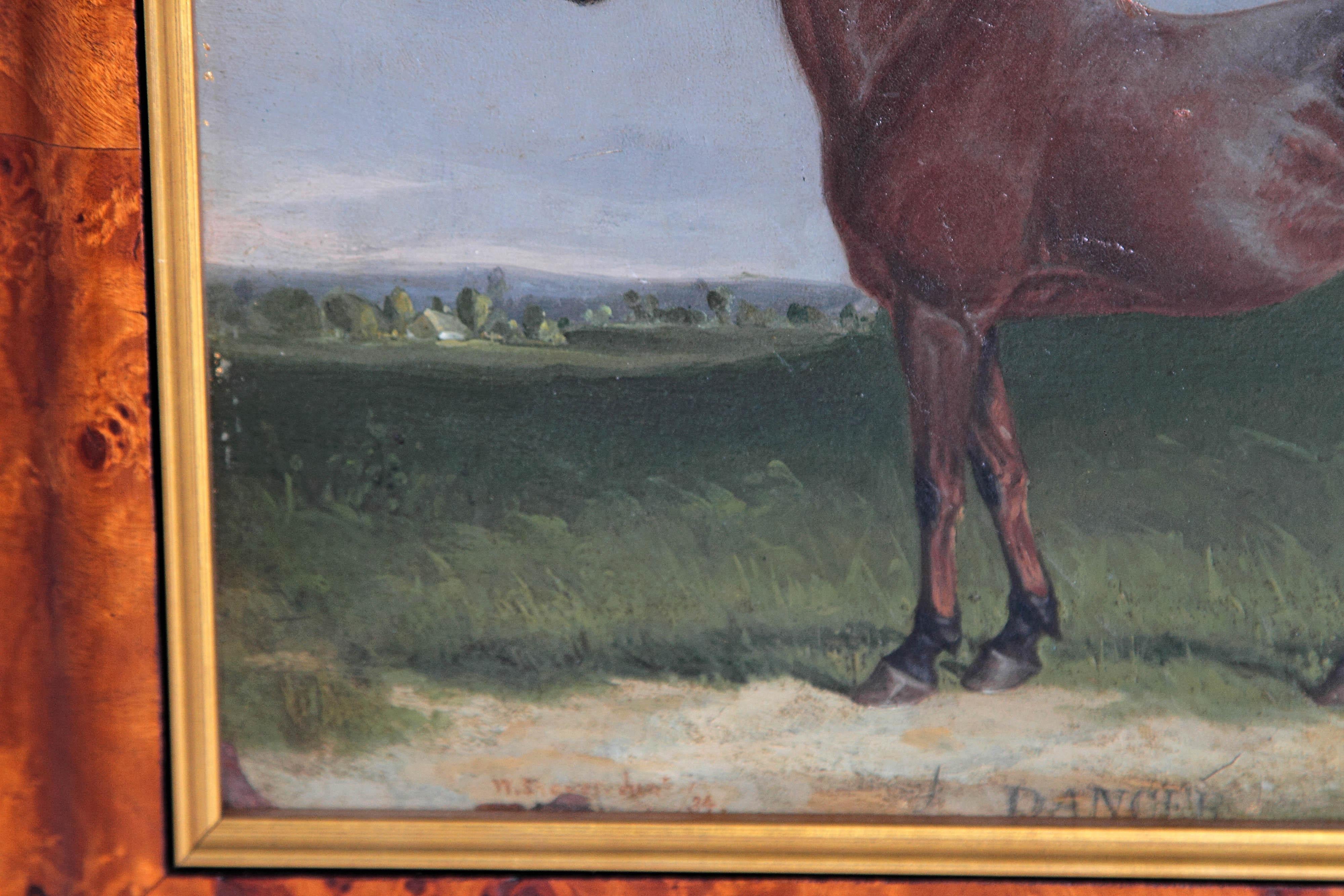 Hand-Painted Oil on Board Horse Portrait