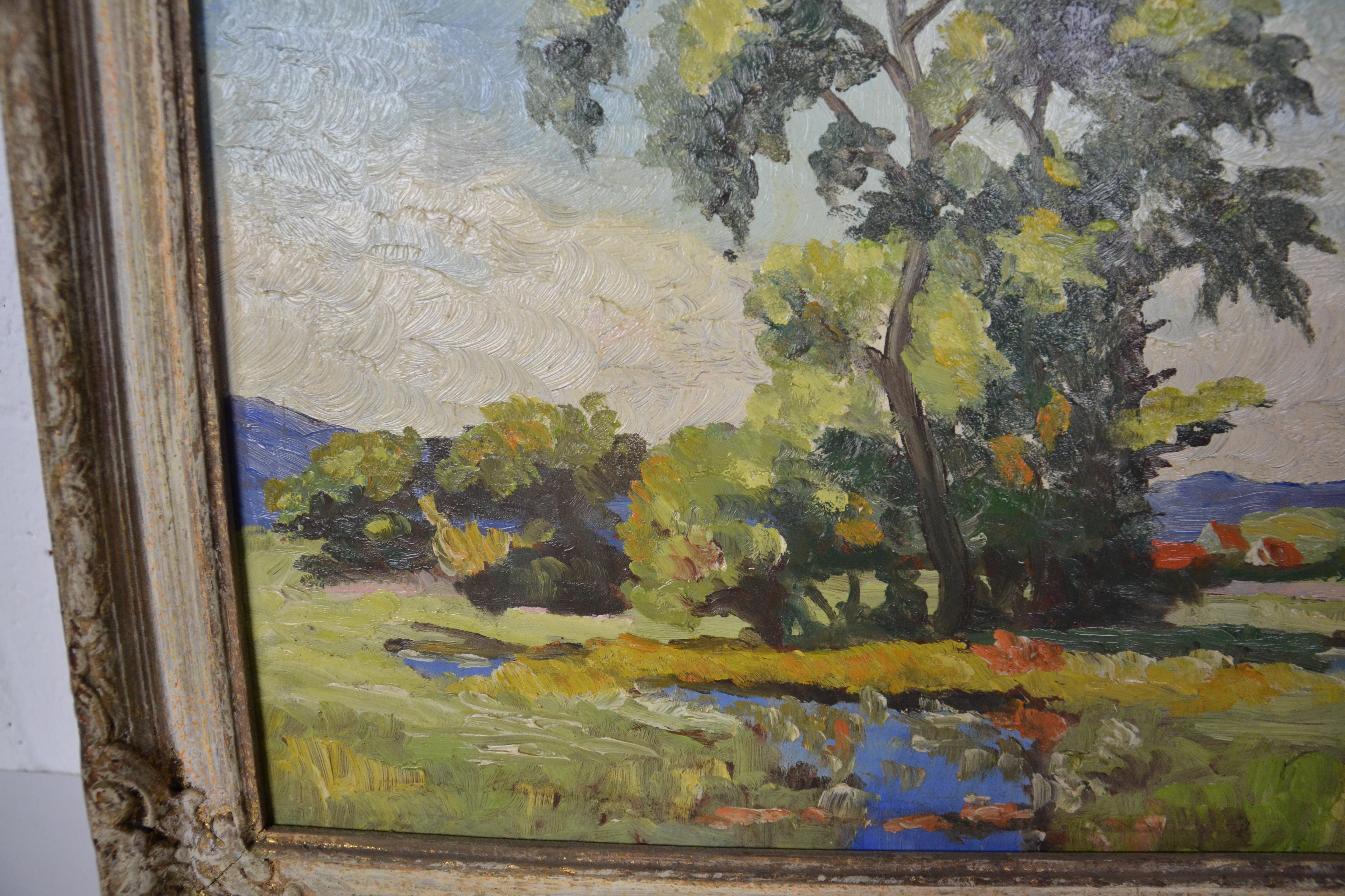 Landscape Painting, Signed v. Hartnack by Valdemar Hartmack 1895-1969 In Good Condition In Pomona, CA