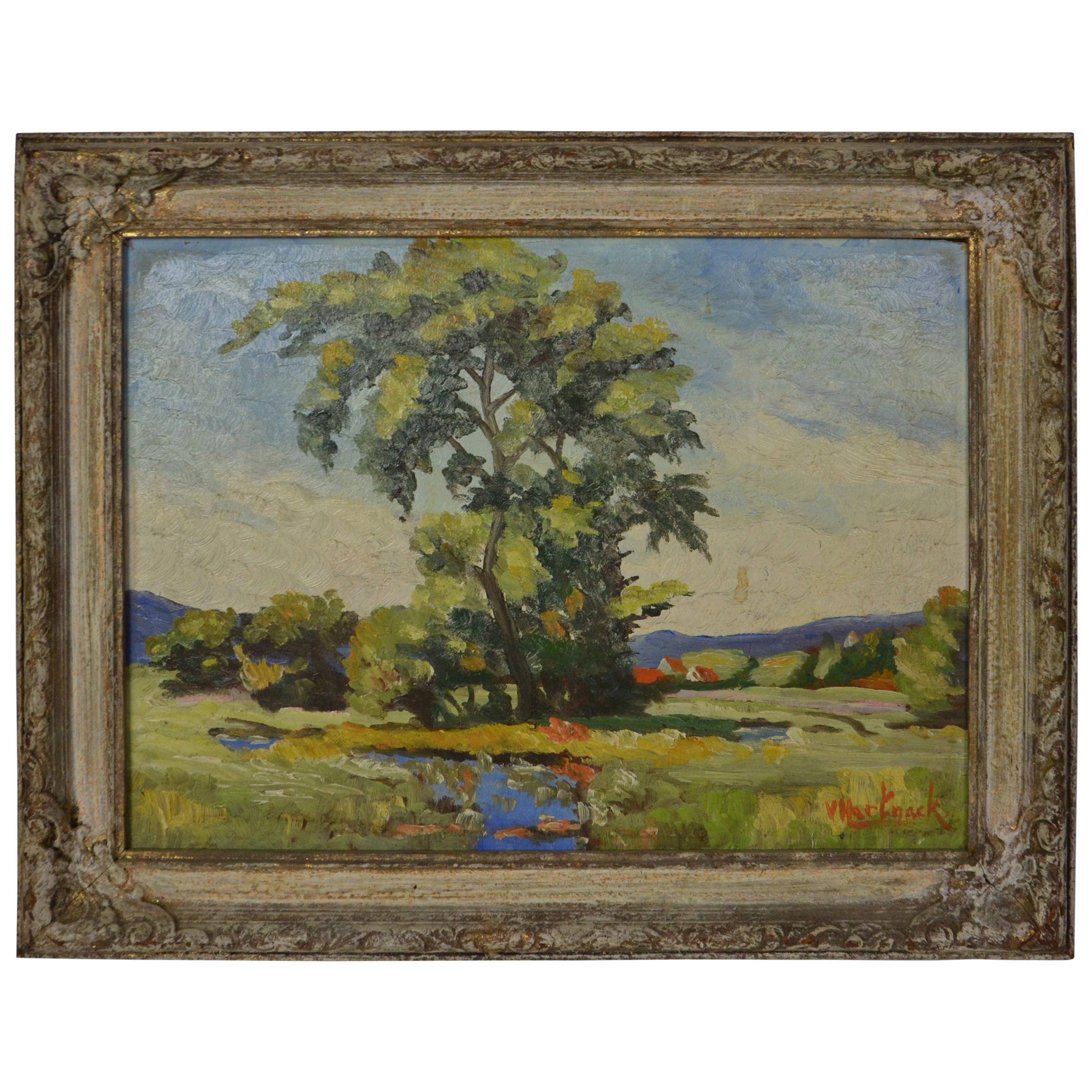 Landscape Painting, Signed v. Hartnack by Valdemar Hartmack 1895-1969