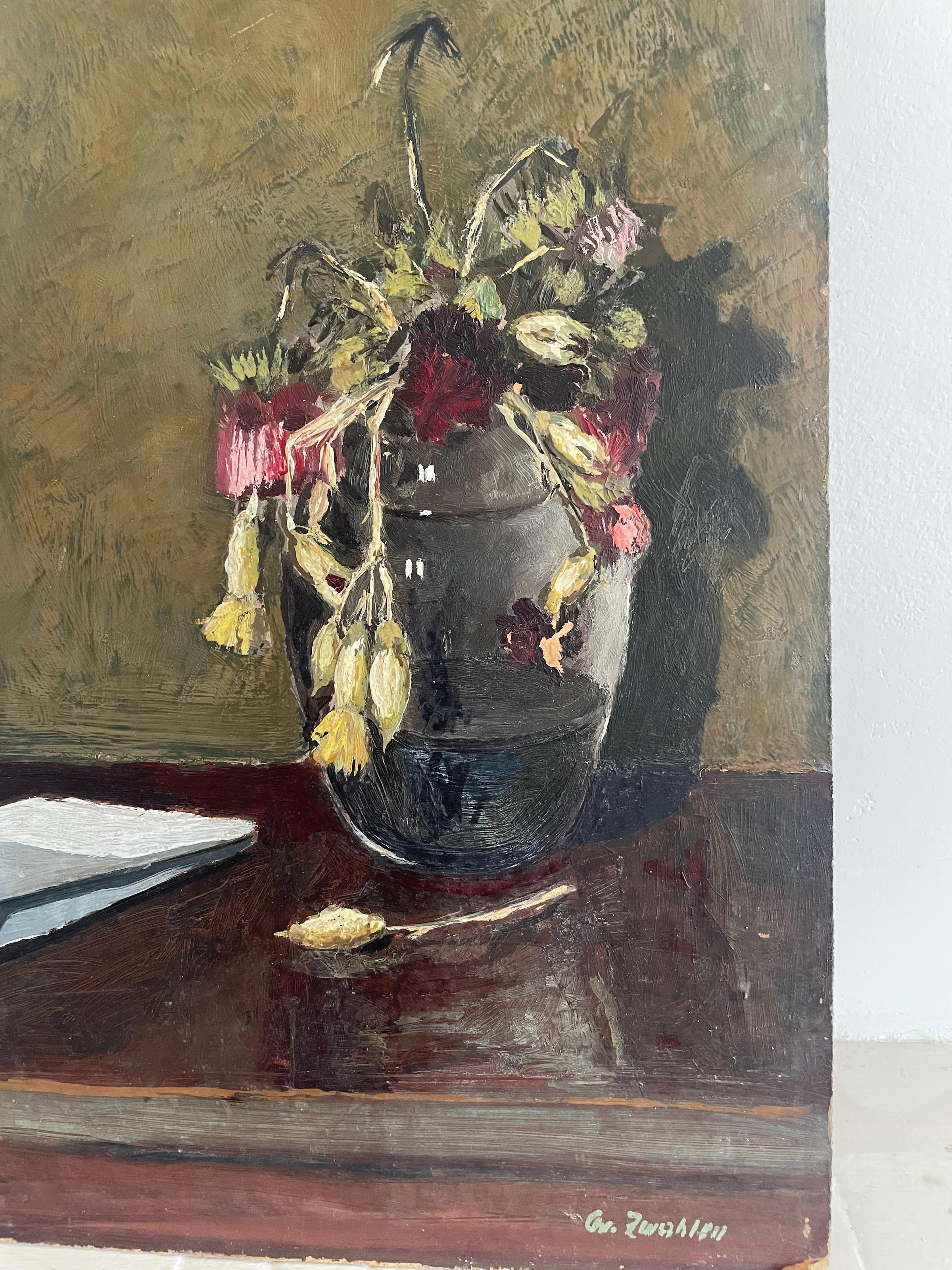 óleo sobre tabla, nature morte, firmado Zwahlen.
se vende sin marco
