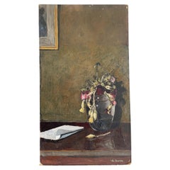 oil on board, nature morte, by Christian Zwahlen, mid-century, Switzerland