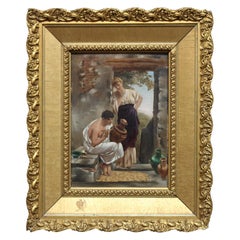 Oil on Board Neoclassical Painting of Courting Scene, circa 1890