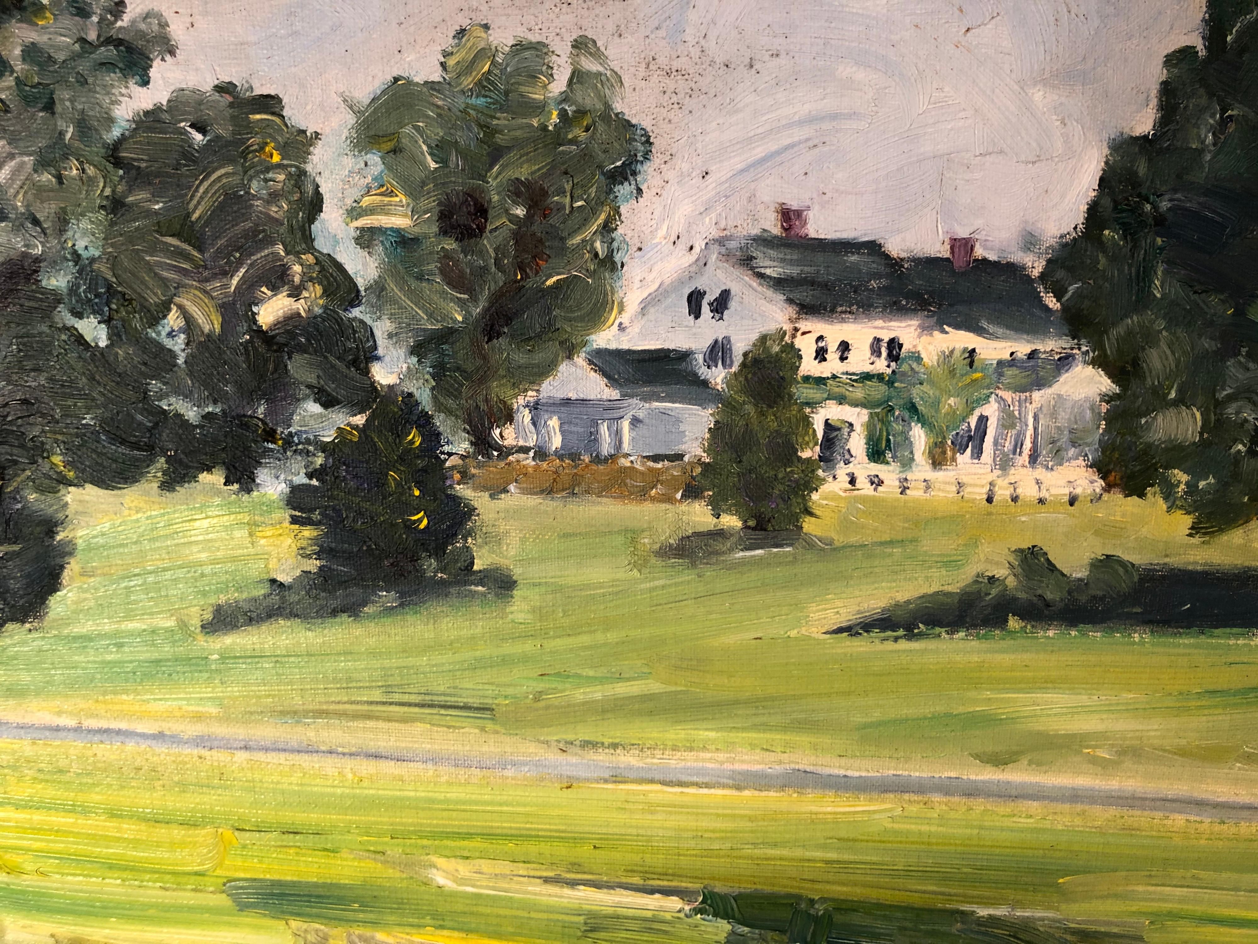 Oil on Board of a Pastoral Scene with House For Sale 5
