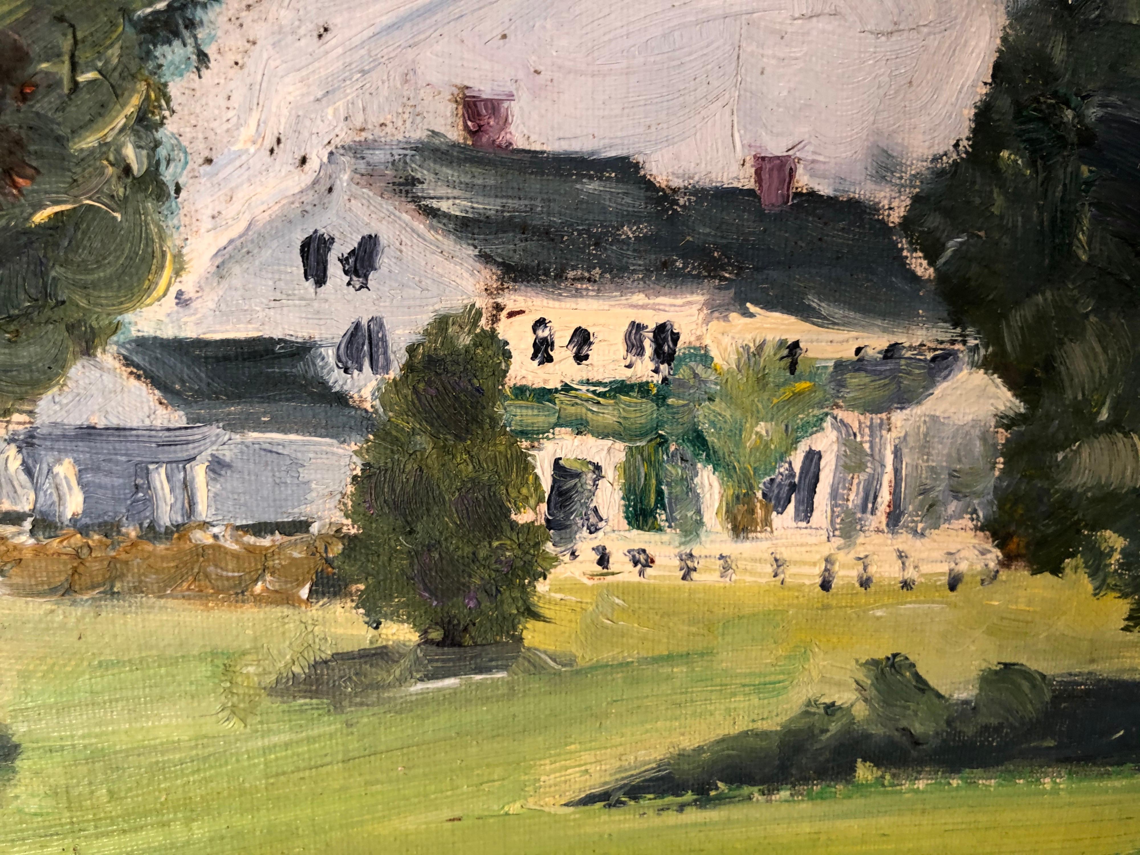 Oil on Board of a Pastoral Scene with House For Sale 6