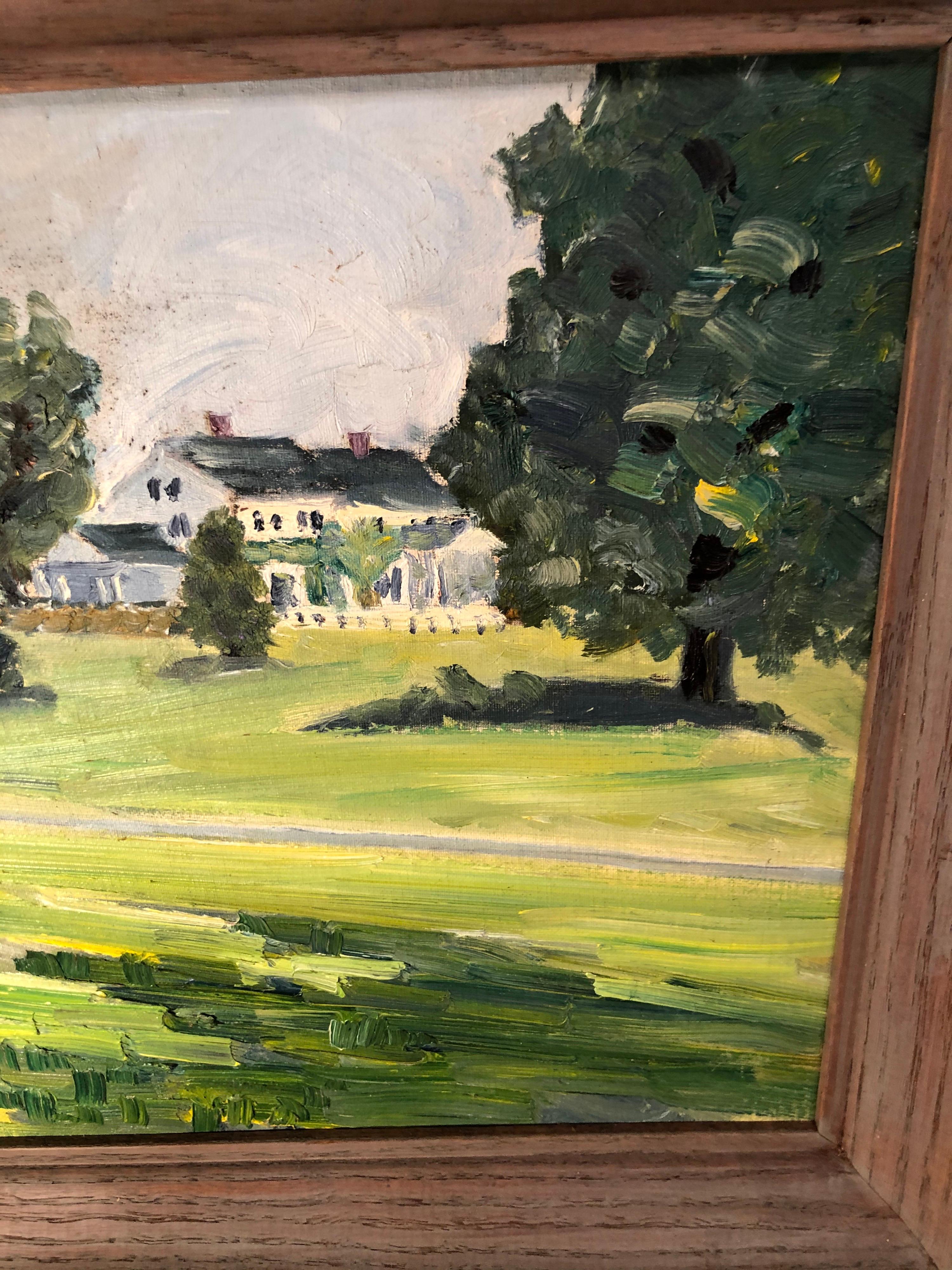 Oil on Board of a Pastoral Scene with House For Sale 7