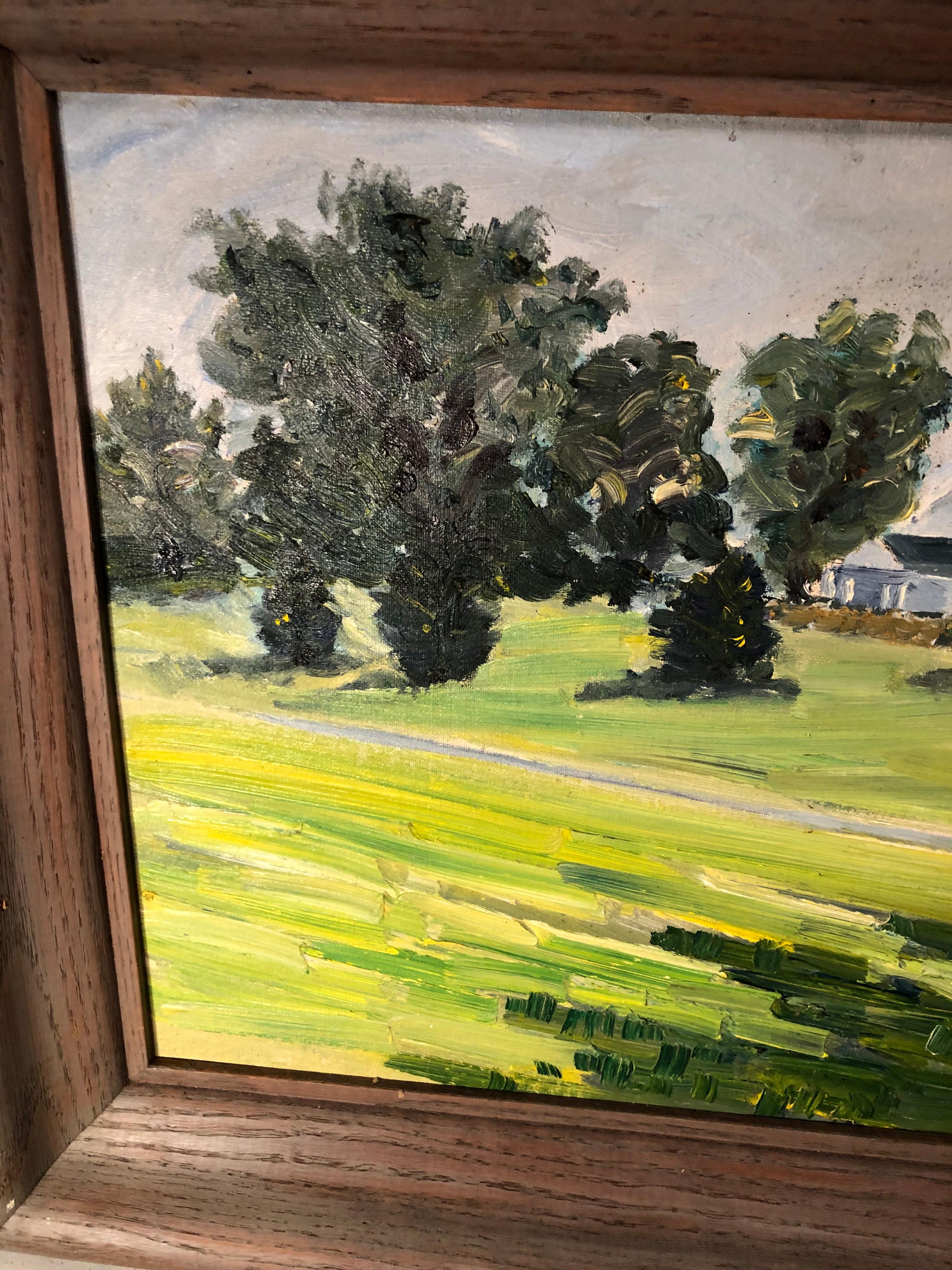 Oil on Board of a Pastoral Scene with House For Sale 8